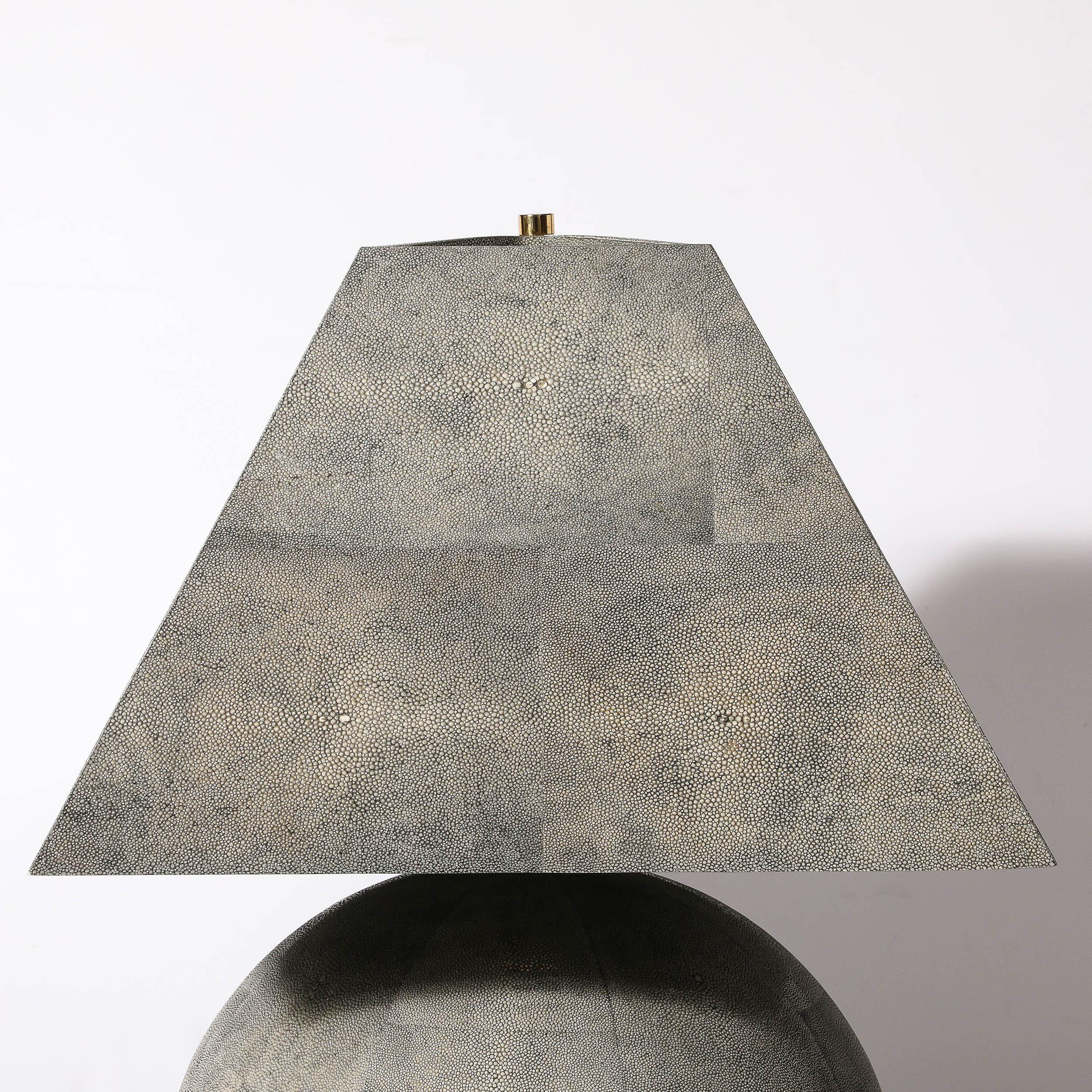 Mid-Century Modernist Tessellated Shagreen Geometric Table Lamp by Karl Springer For Sale 7
