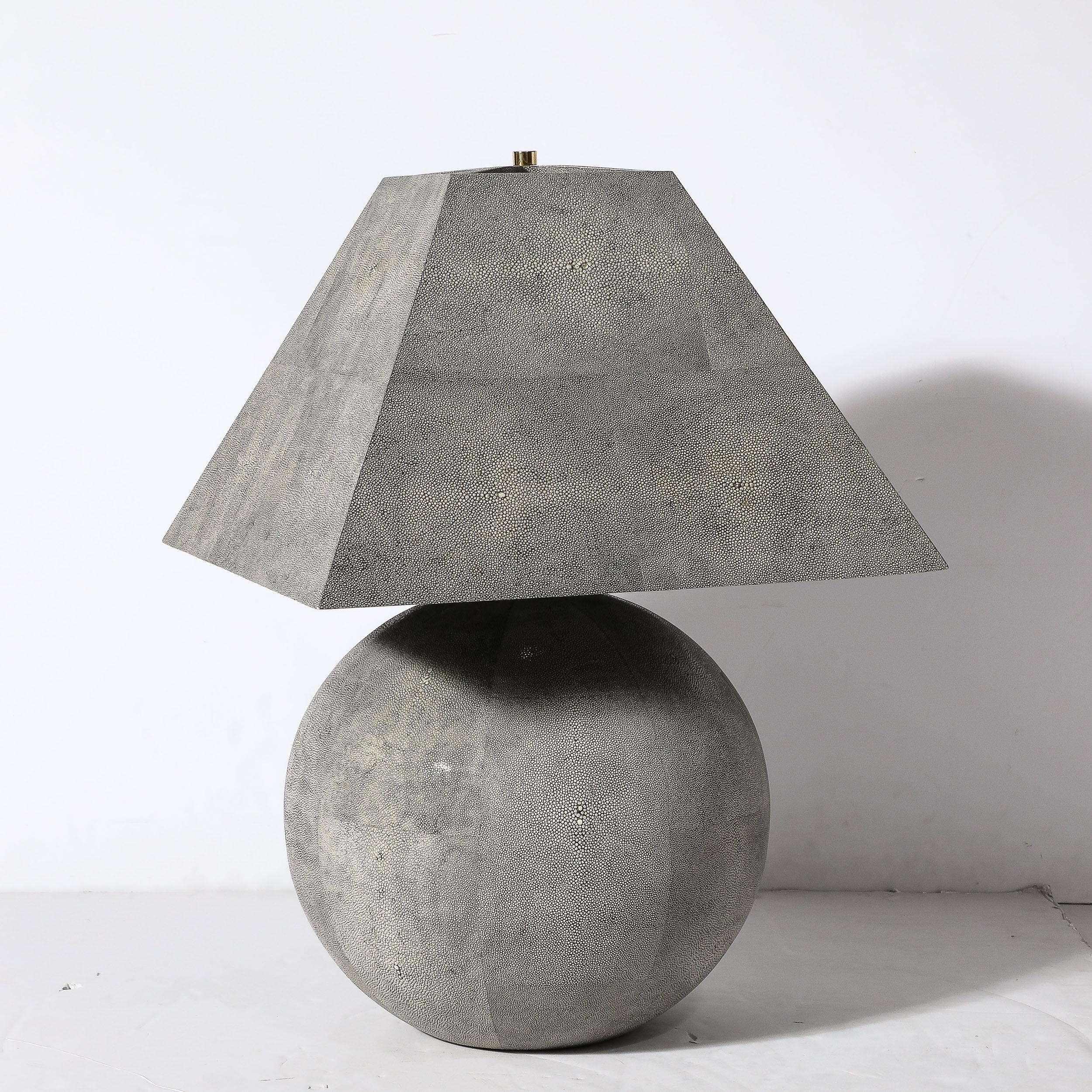Mid-Century Modernist Tessellated Shagreen Geometric Table Lamp by Karl Springer For Sale 8