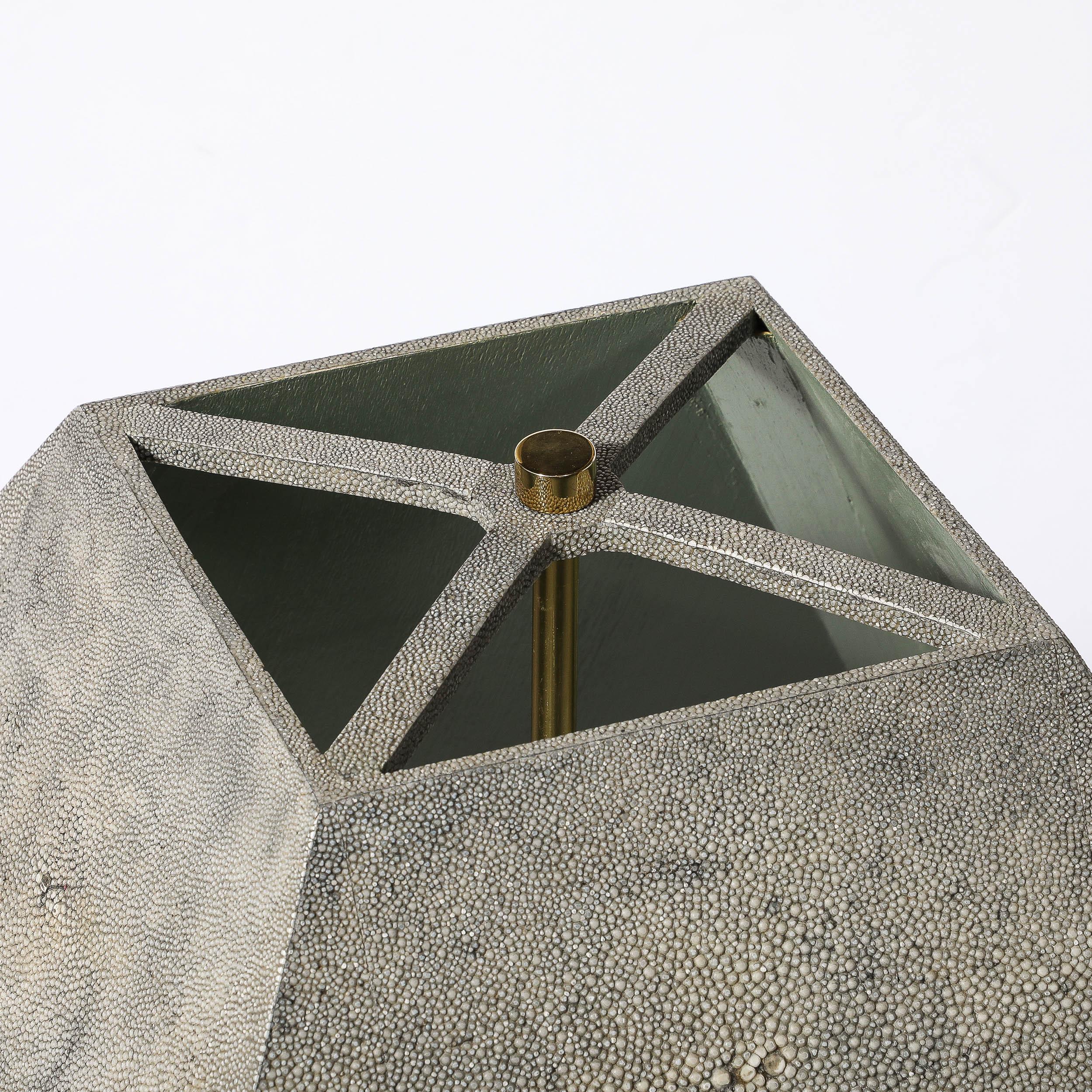 Mid-Century Modernist Tessellated Shagreen Geometric Table Lamp by Karl Springer For Sale 9