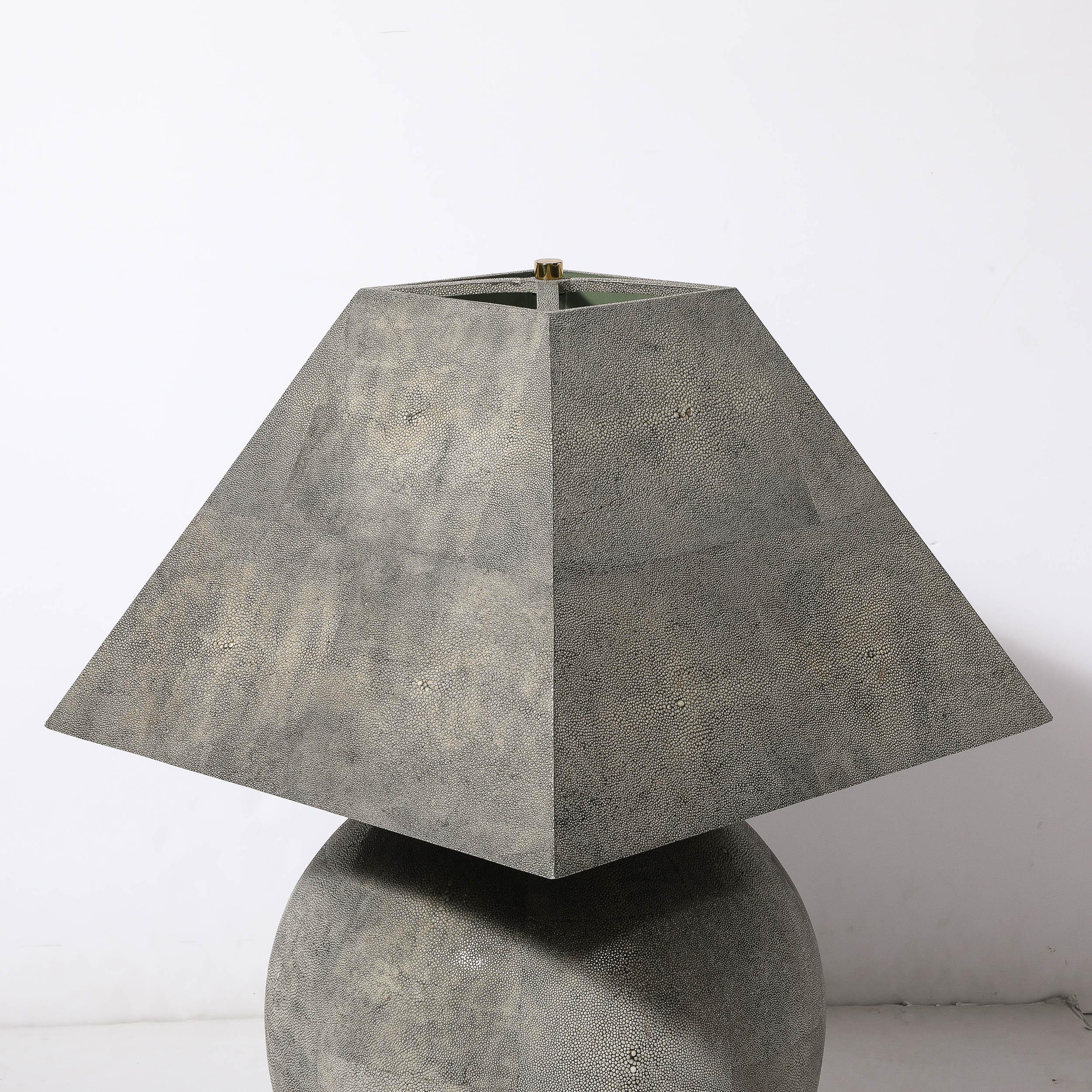 Mid-Century Modernist Tessellated Shagreen Geometric Table Lamp by Karl Springer For Sale 10