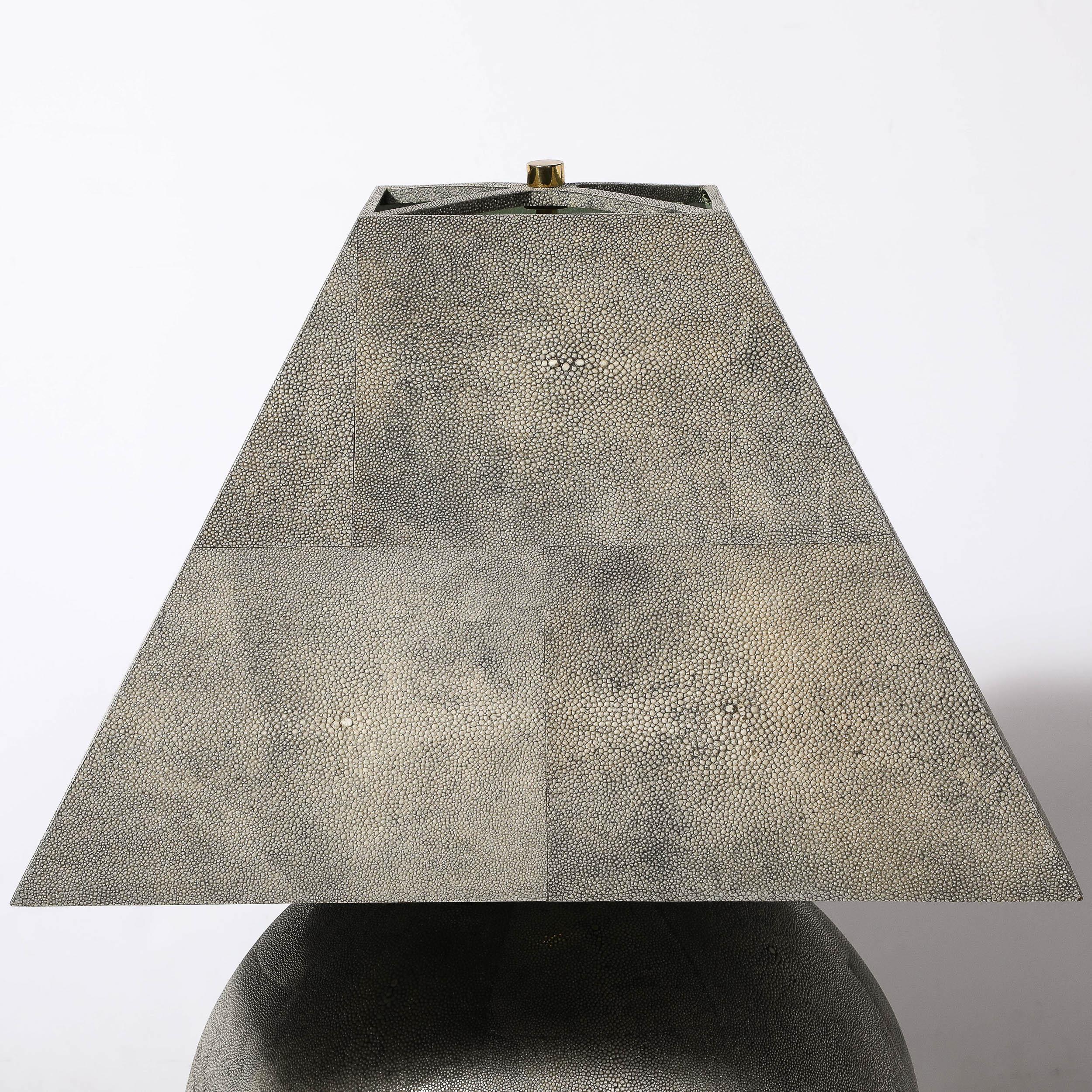 Mid-Century Modernist Tessellated Shagreen Geometric Table Lamp by Karl Springer For Sale 12