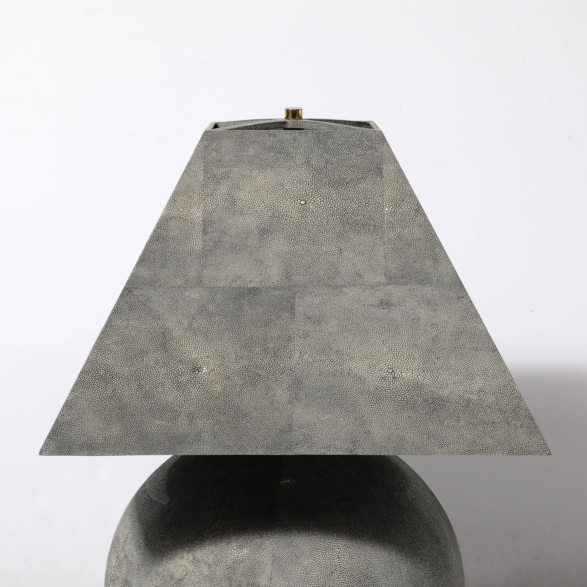 Mid-Century Modernist Tessellated Shagreen Geometric Table Lamp by Karl Springer For Sale 13