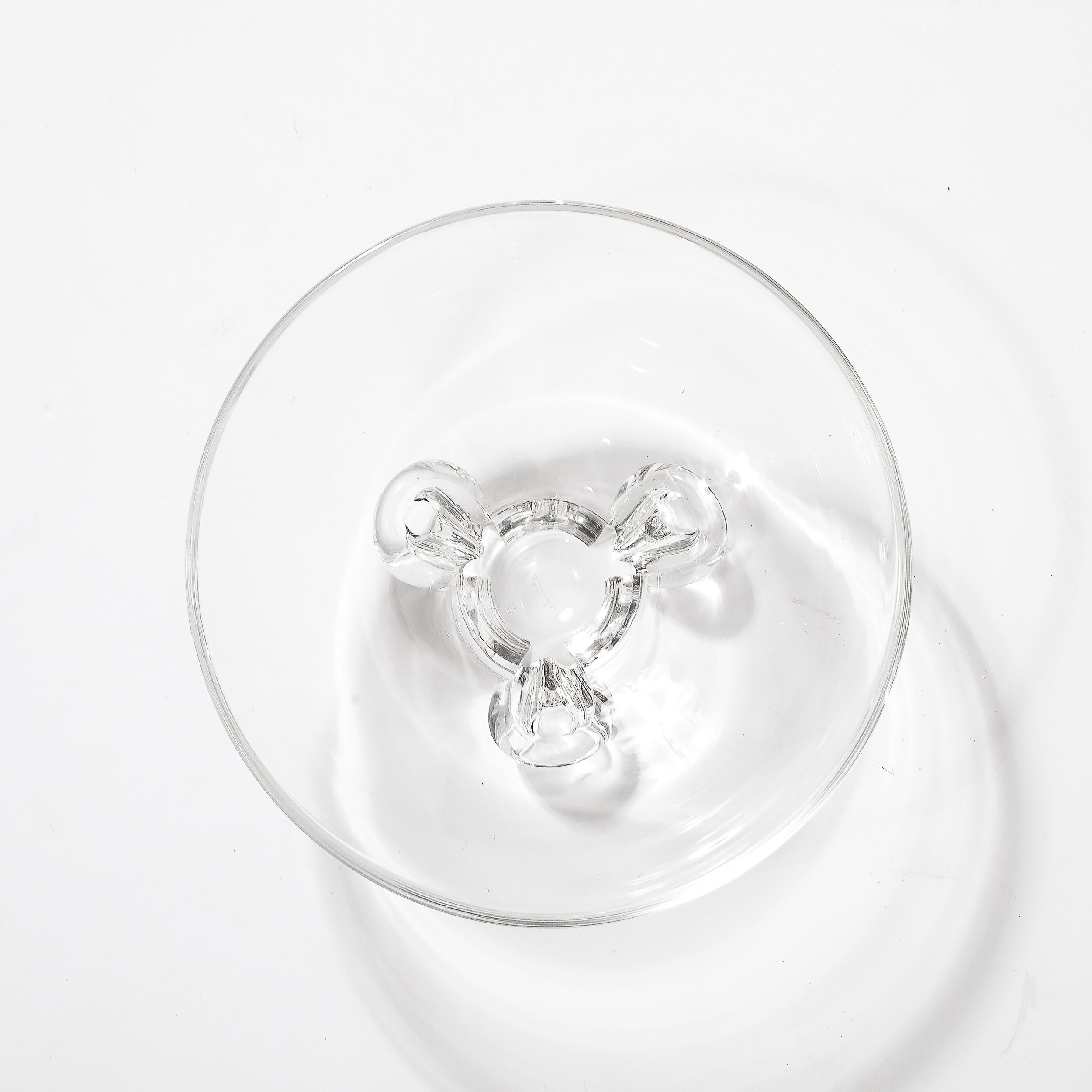 American Mid-Century Modernist Three Footed Crystal Bowl by Steuben