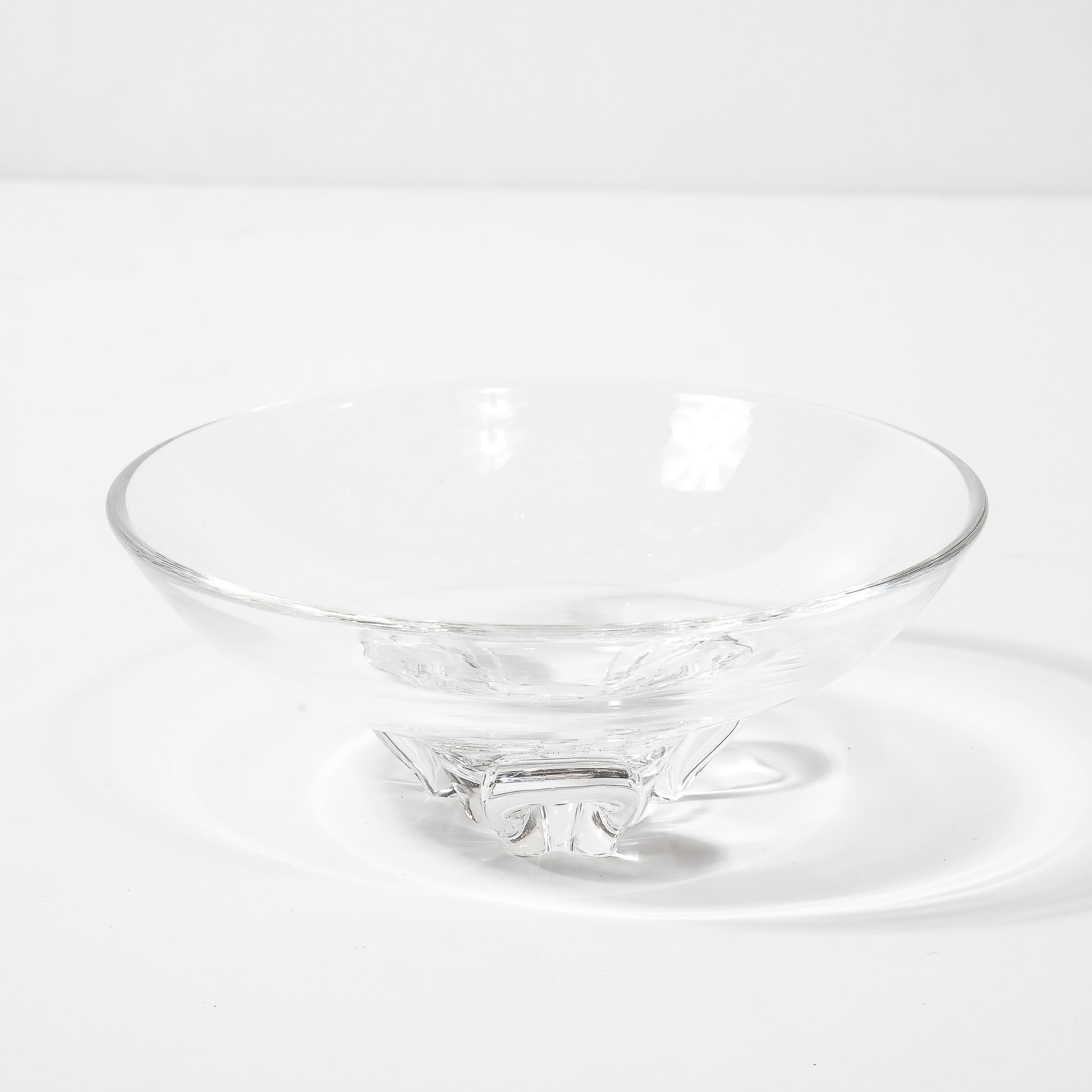 Mid-20th Century Mid-Century Modernist Three Footed Crystal Bowl by Steuben