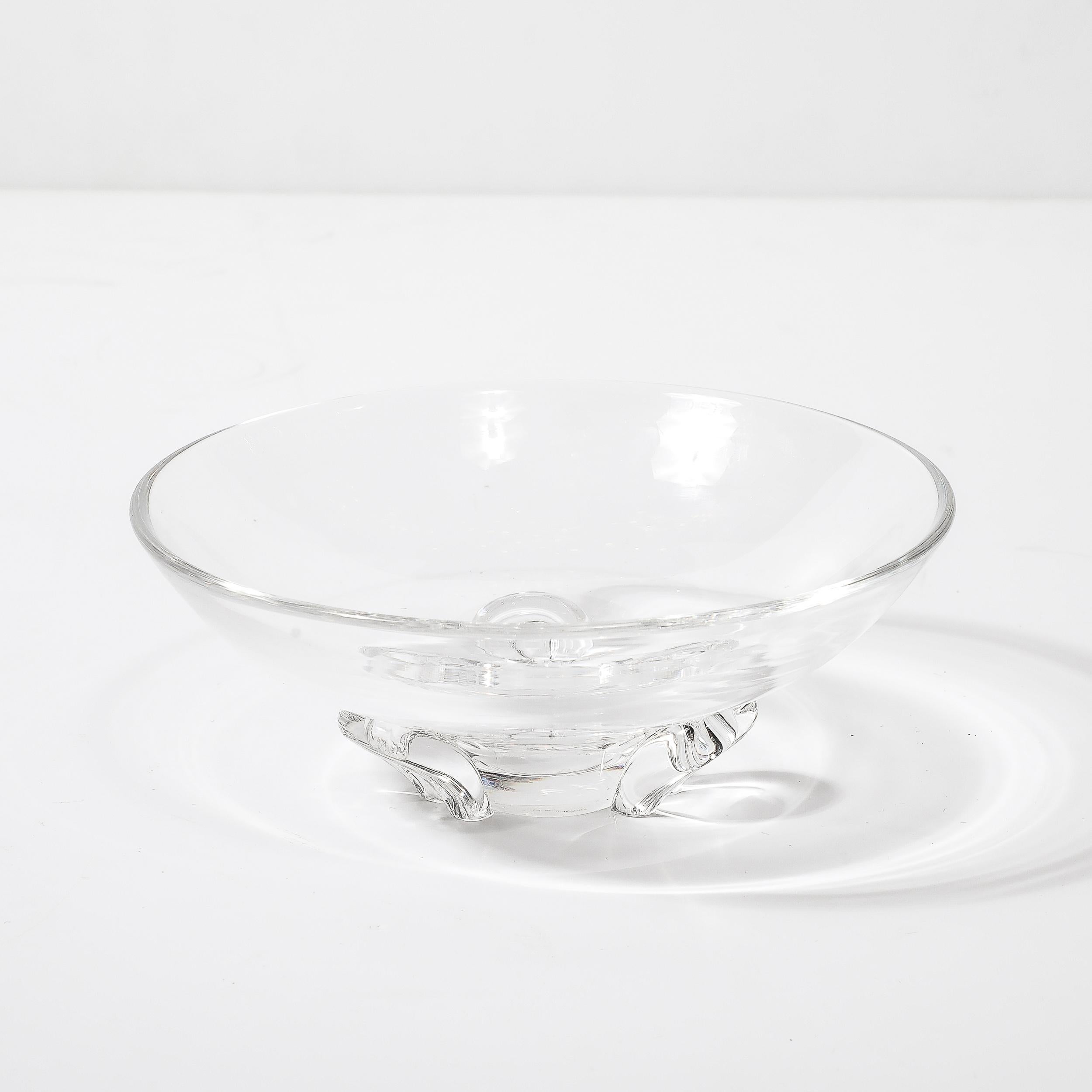 Mid-Century Modernist Three Footed Crystal Bowl by Steuben 1