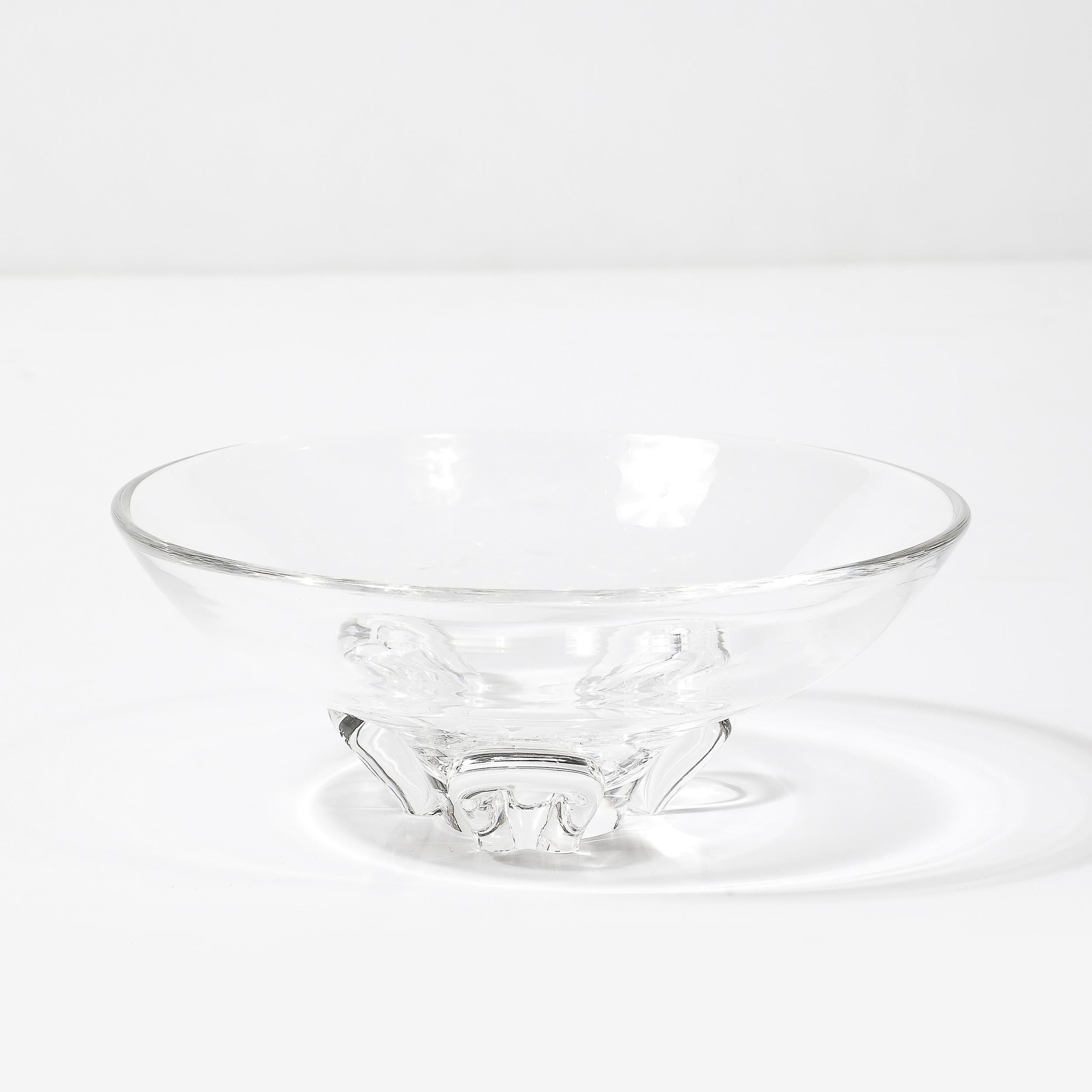 Mid-Century Modernist Three Footed Crystal Bowl by Steuben 2