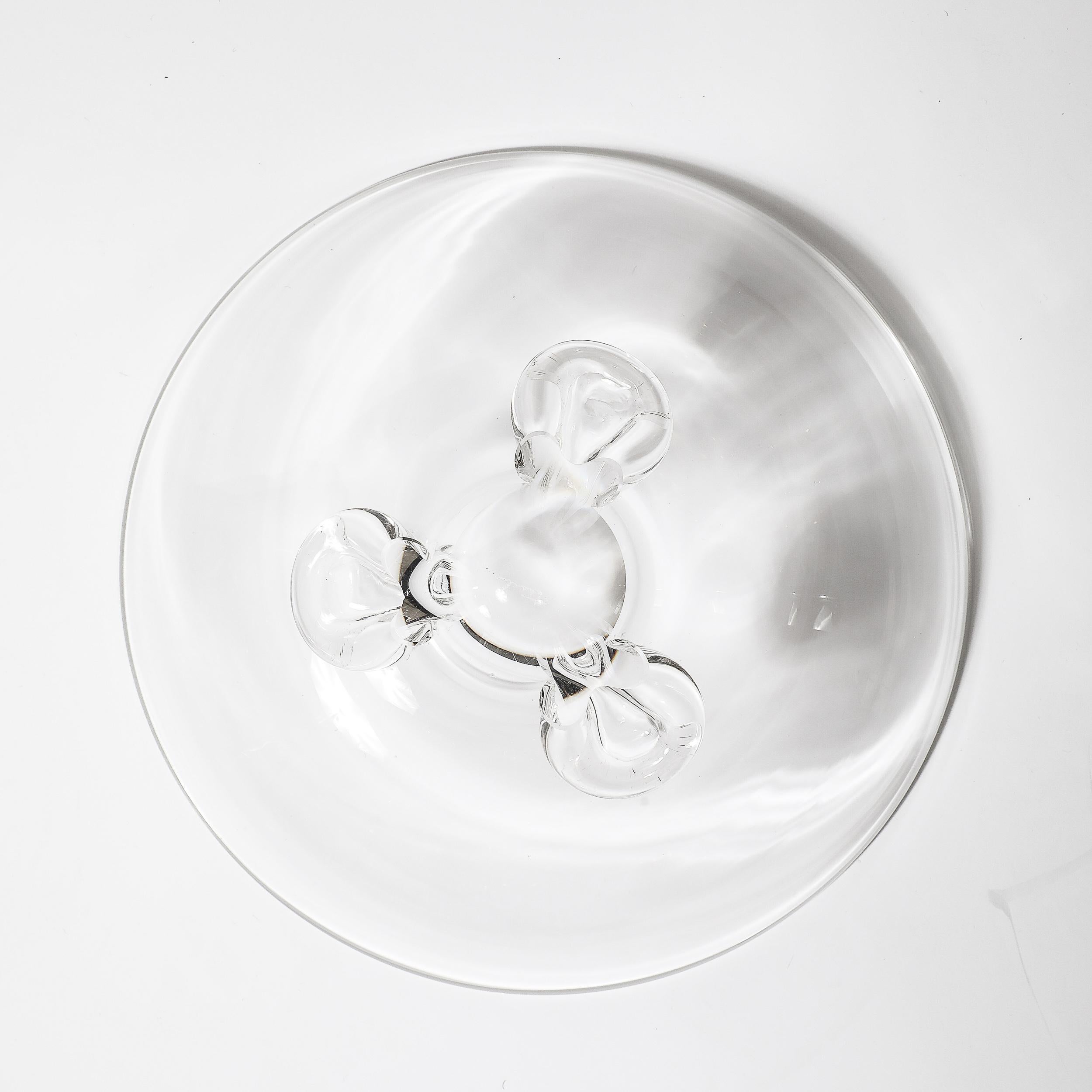 Mid-Century Modernist Three Footed Crystal Bowl by Steuben 4