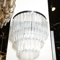 Mid-Century Modernist Three-Tier Camer Glass and Chrome Sconce