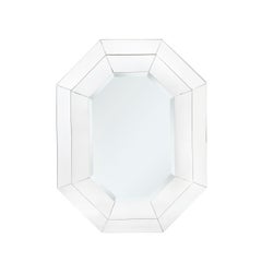 Mid-Century Modernist Three-tier Octagonal Paneled Mirror w/ Beveled Detailing