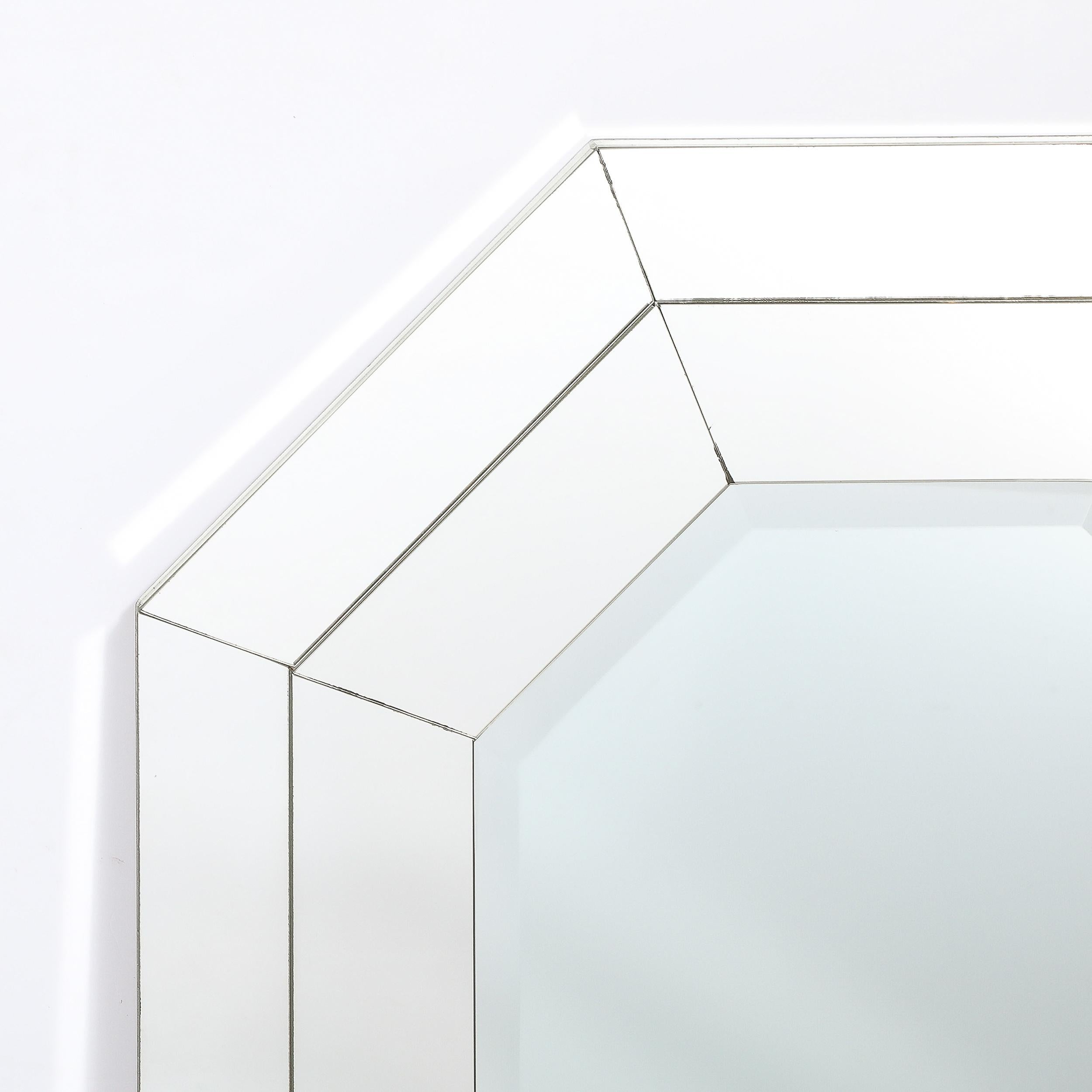 Mid-Century Modernist Three-tier Octagonal Paneled Mirror w/ Beveled Detailing For Sale 1