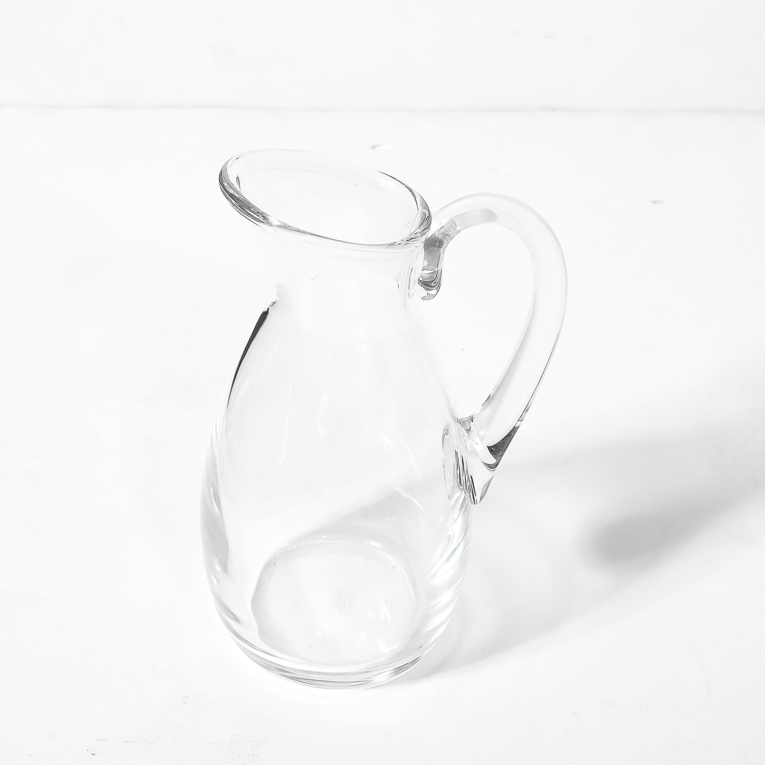 Mid-Century Modernist Transparent Crystal Pitcher Signed Baccarat 5