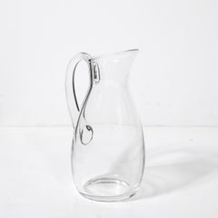 Mid-Century Modernist Transparent Crystal Pitcher Signed Baccarat