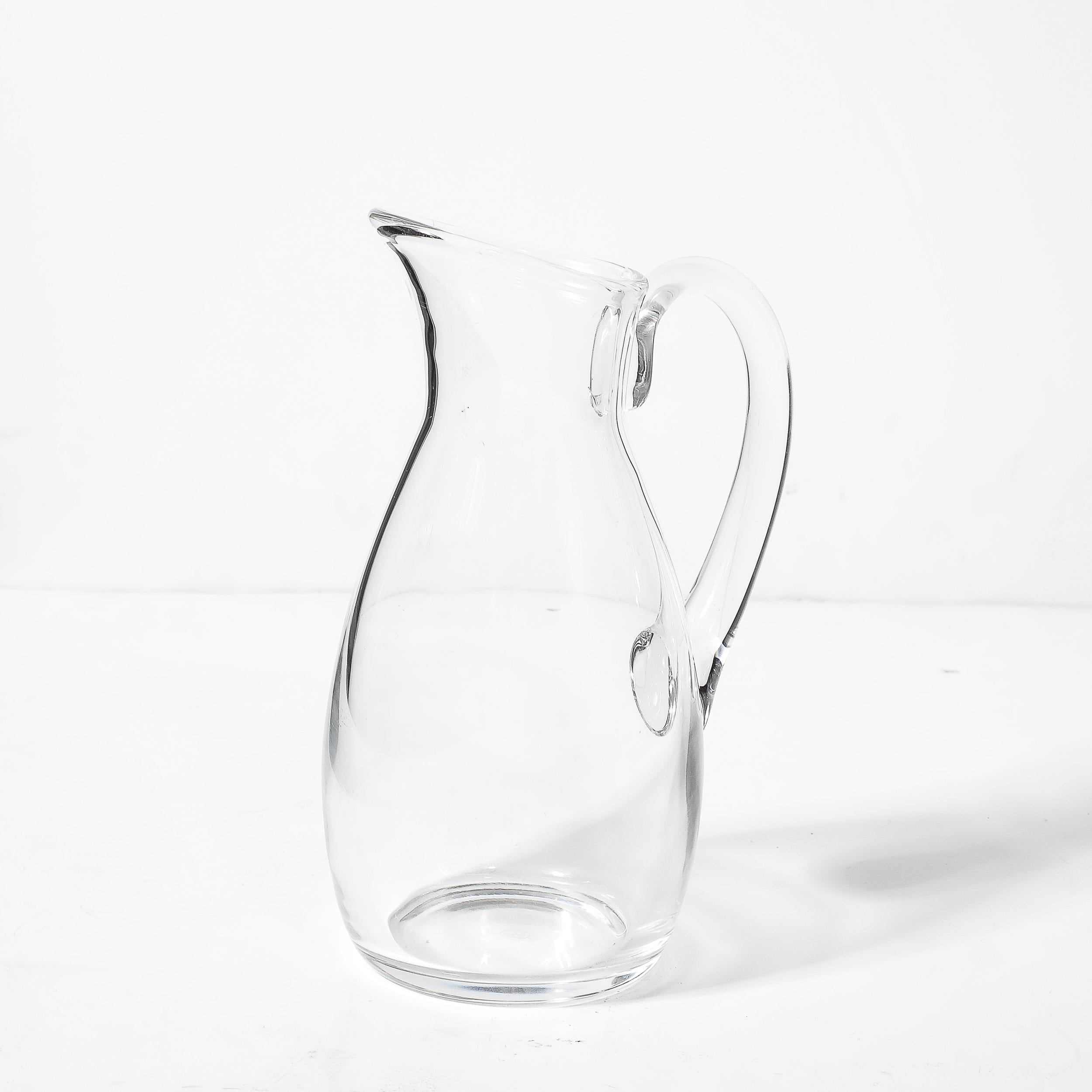 Mid-Century Modernist Transparent Crystal Pitcher Signed Baccarat In Excellent Condition In New York, NY