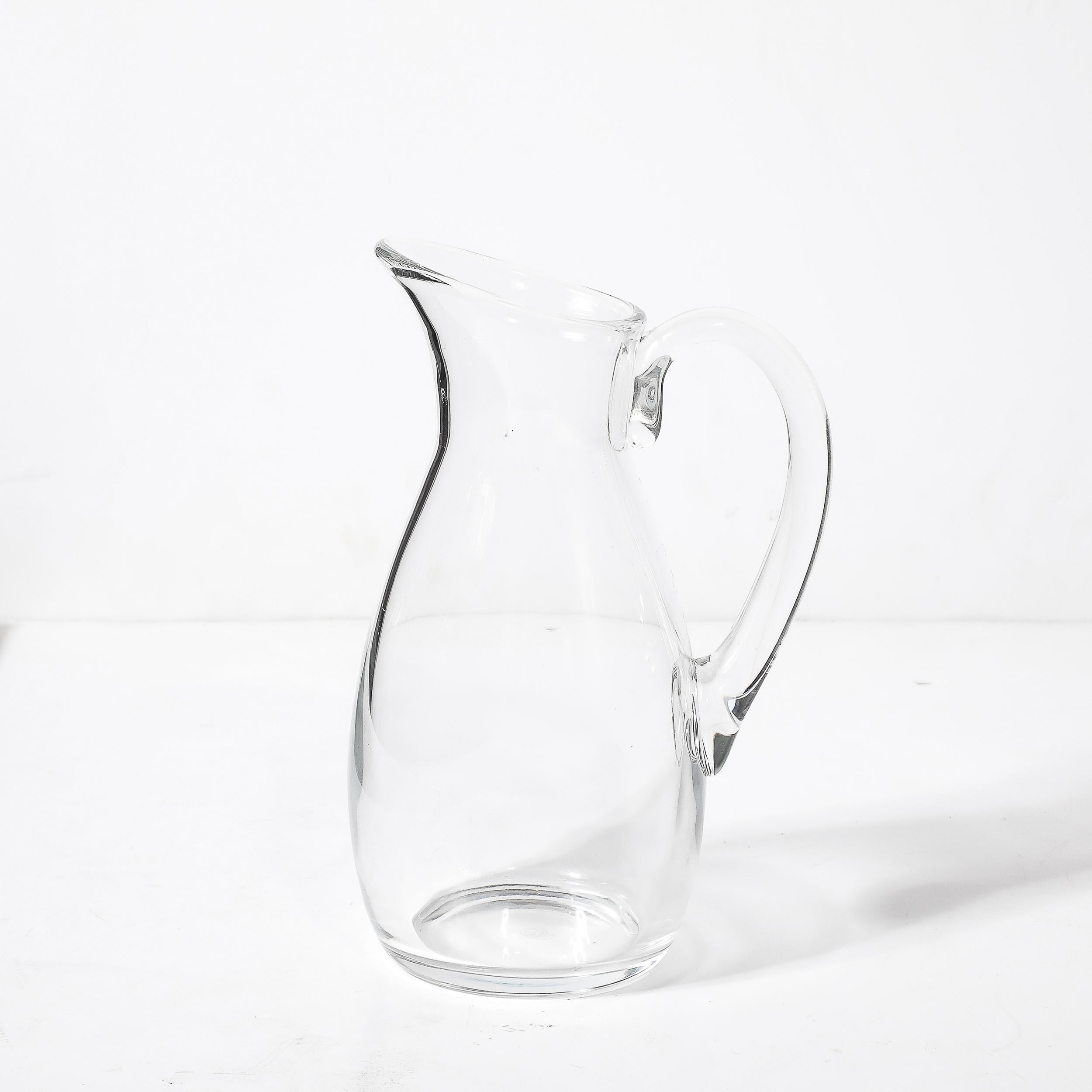 Mid-20th Century Mid-Century Modernist Transparent Crystal Pitcher Signed Baccarat