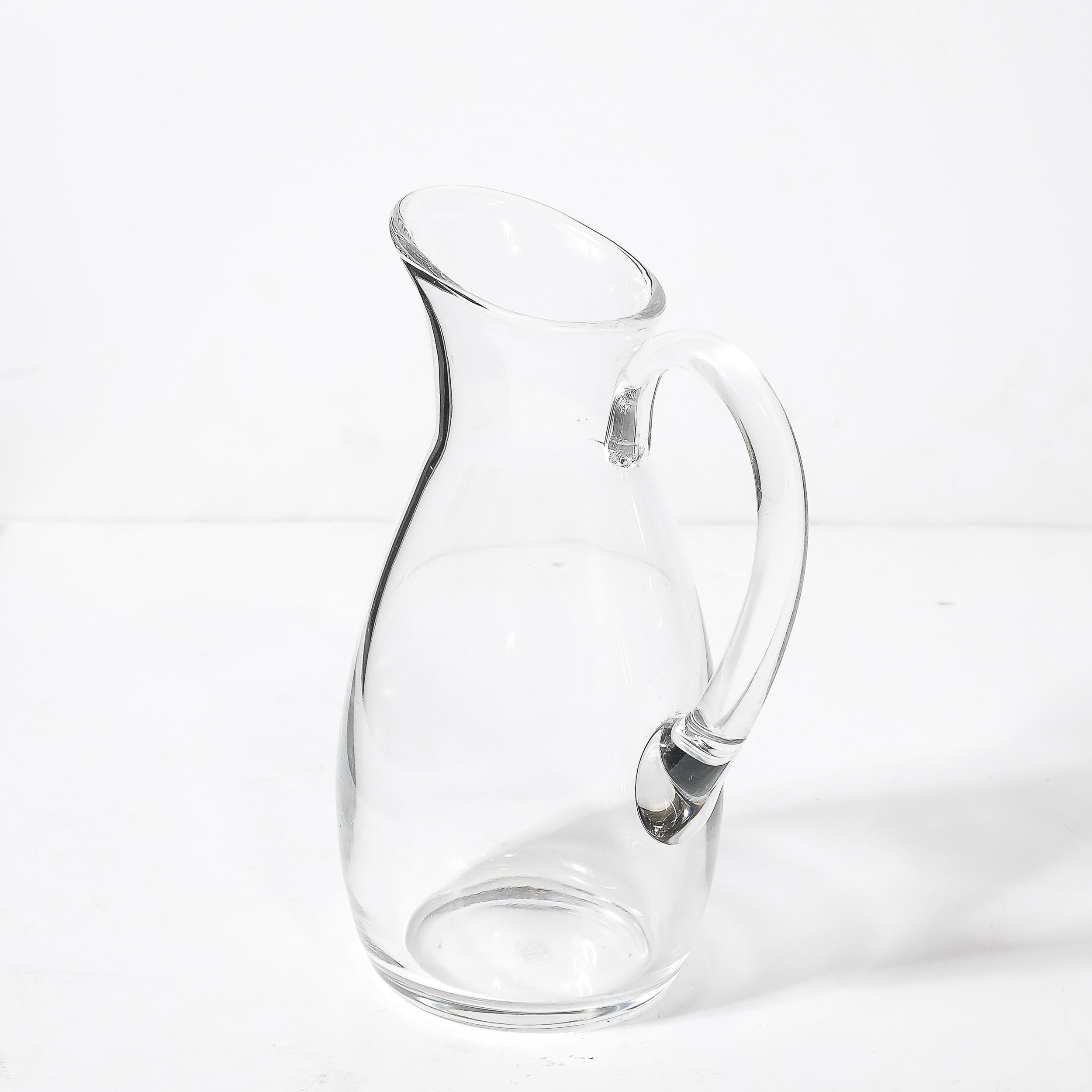 Mid-Century Modernist Transparent Crystal Pitcher Signed Baccarat 1