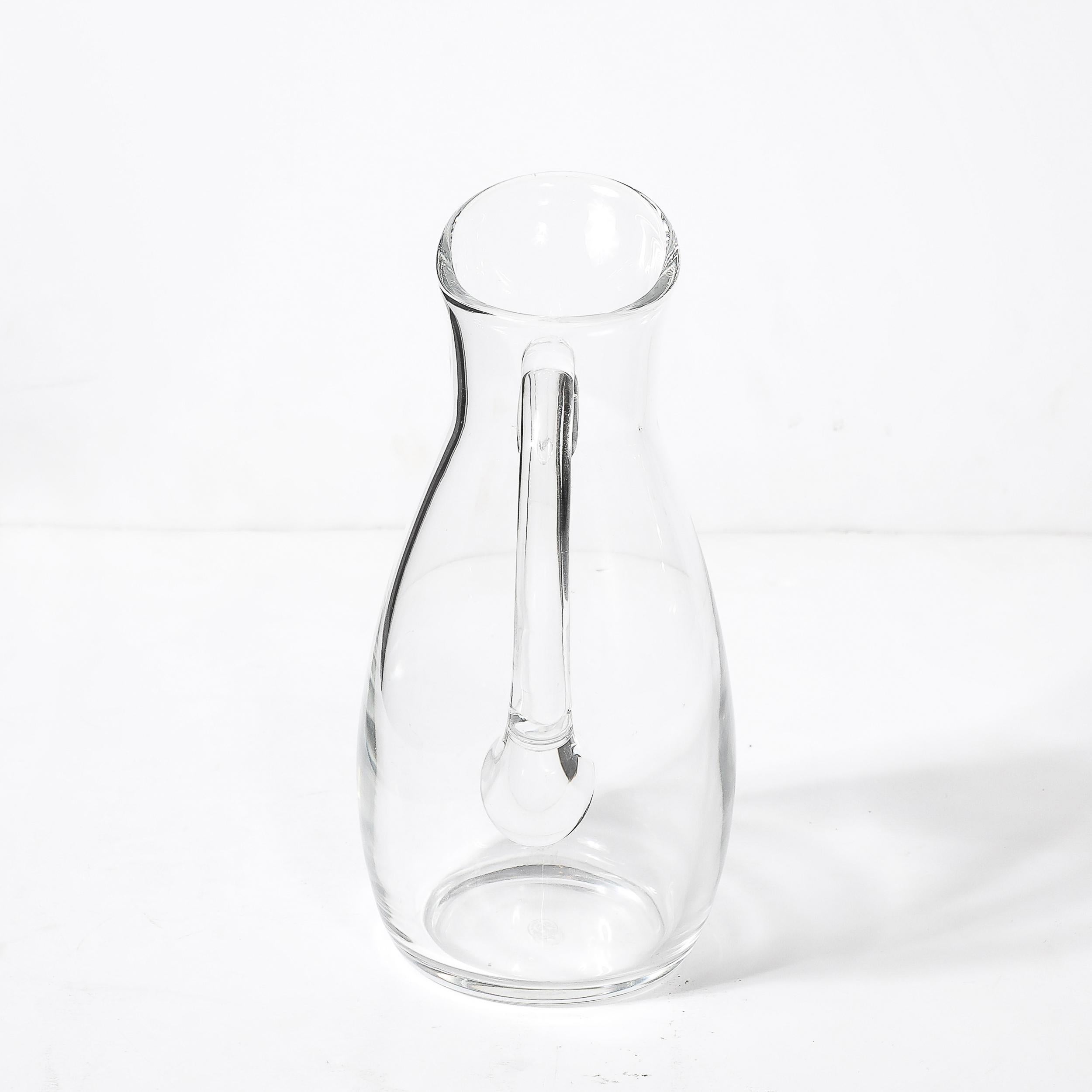 Mid-Century Modernist Transparent Crystal Pitcher Signed Baccarat 2