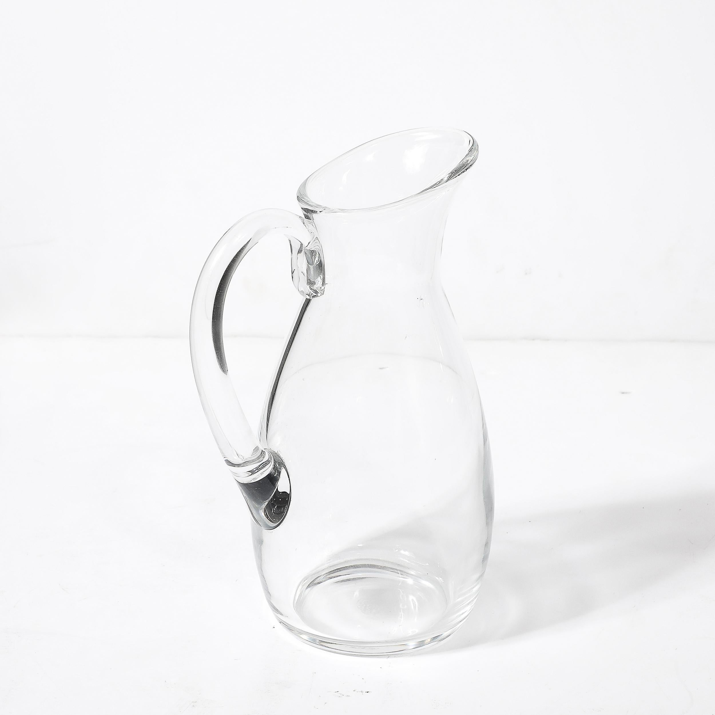Mid-Century Modernist Transparent Crystal Pitcher Signed Baccarat 3
