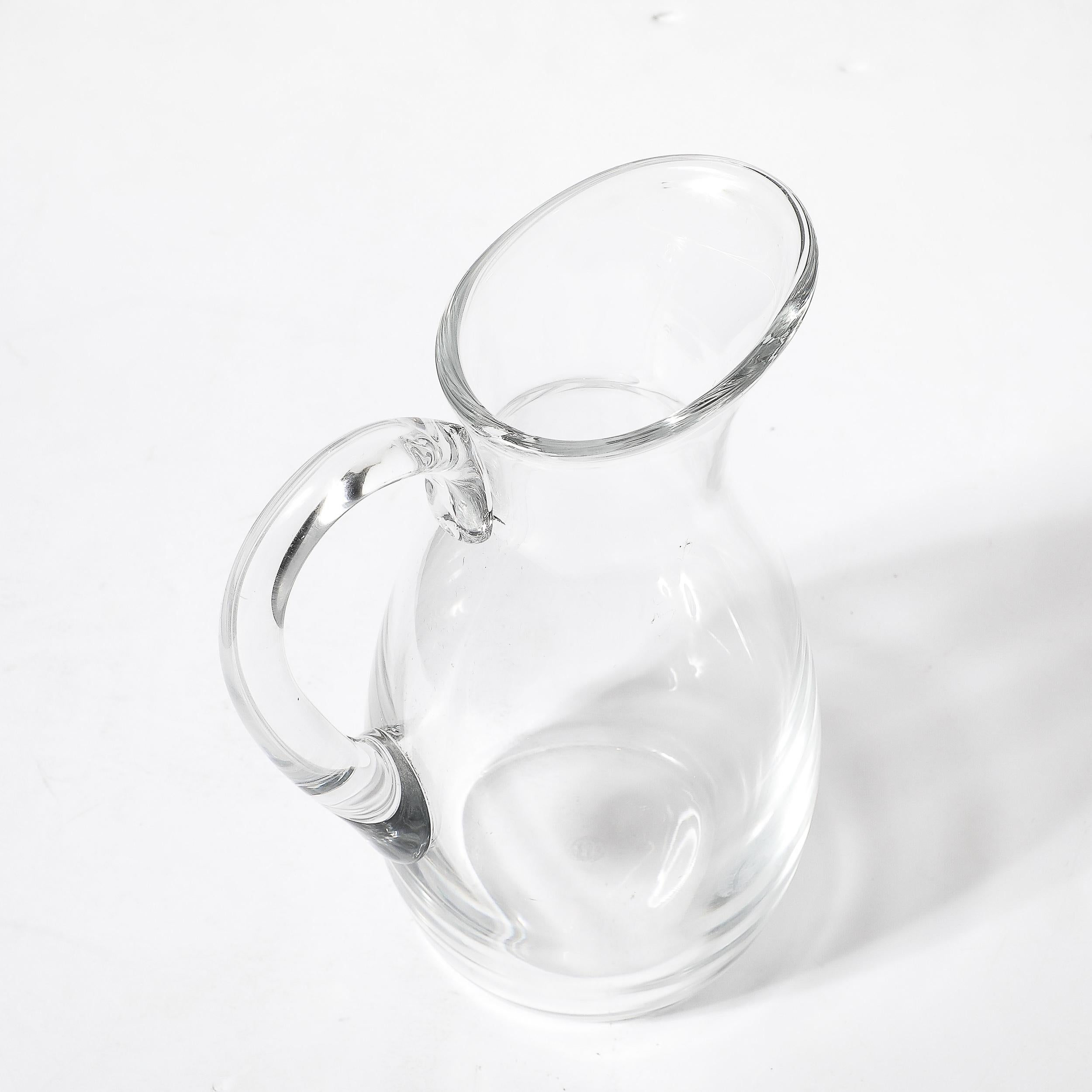 Mid-Century Modernist Transparent Crystal Pitcher Signed Baccarat 4
