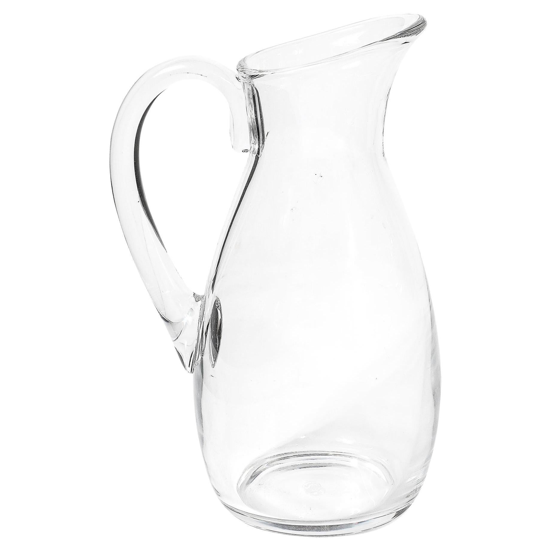 Mid-Century Modernist Transparent Crystal Pitcher Signed Baccarat