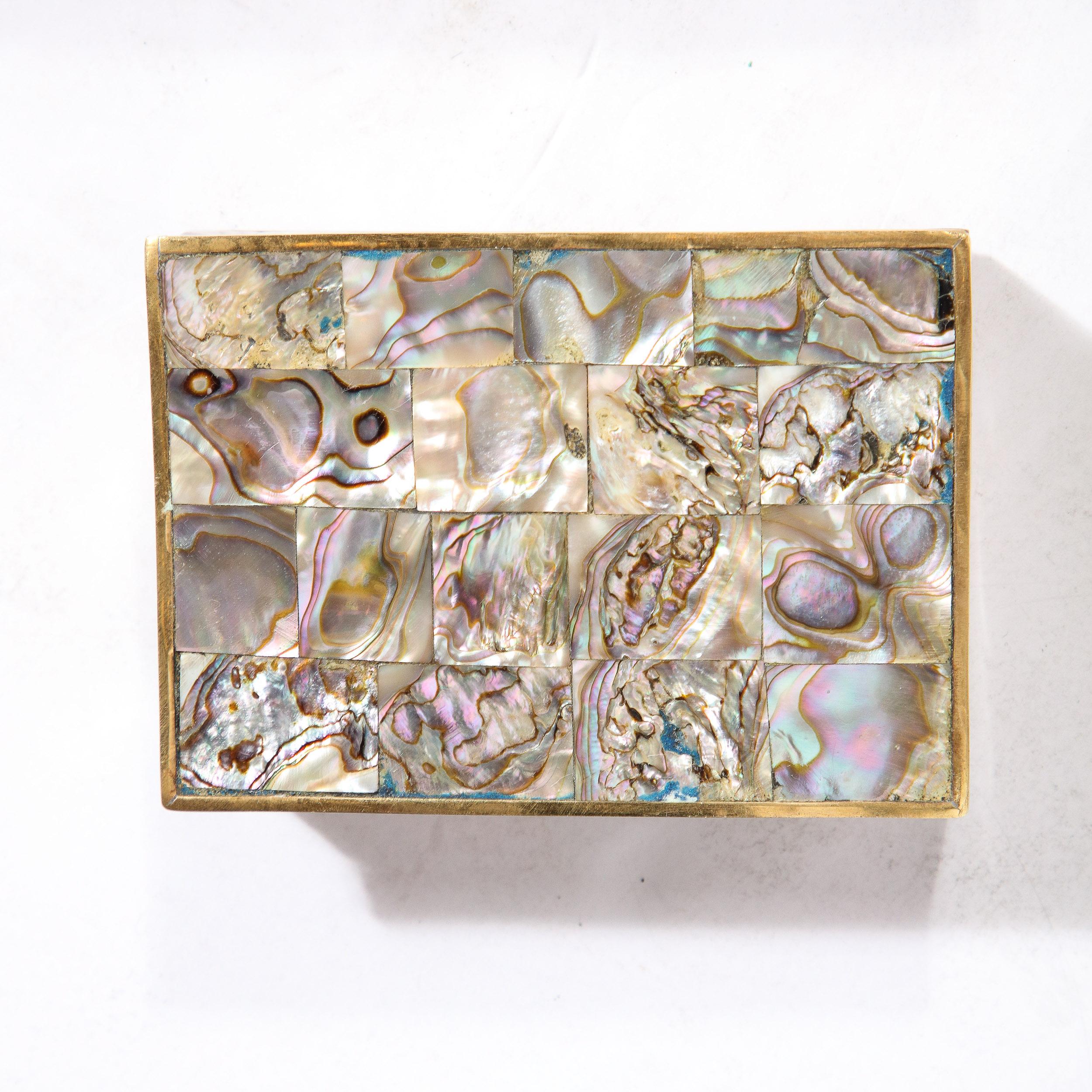 Mid-Century Modernist Trinket Boxes W/ Brass Frames & Tessellated Abalone Shell 8