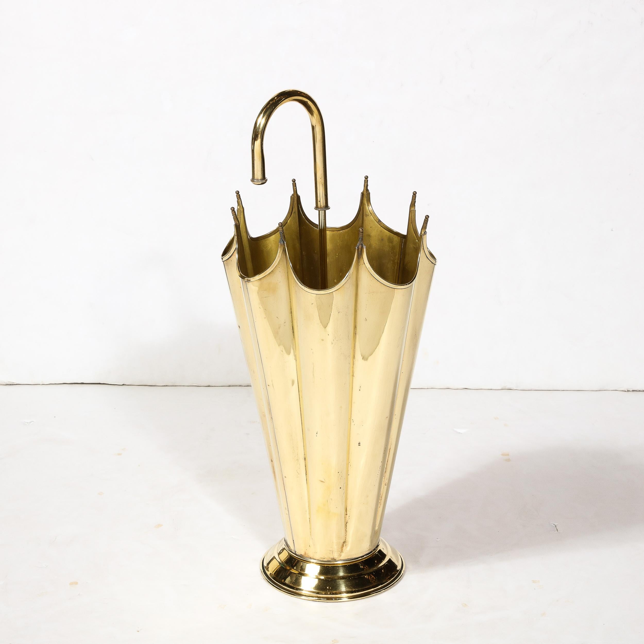 Austrian Mid-Century Modernist Umbrella Stand in Sculptural Polished Brass