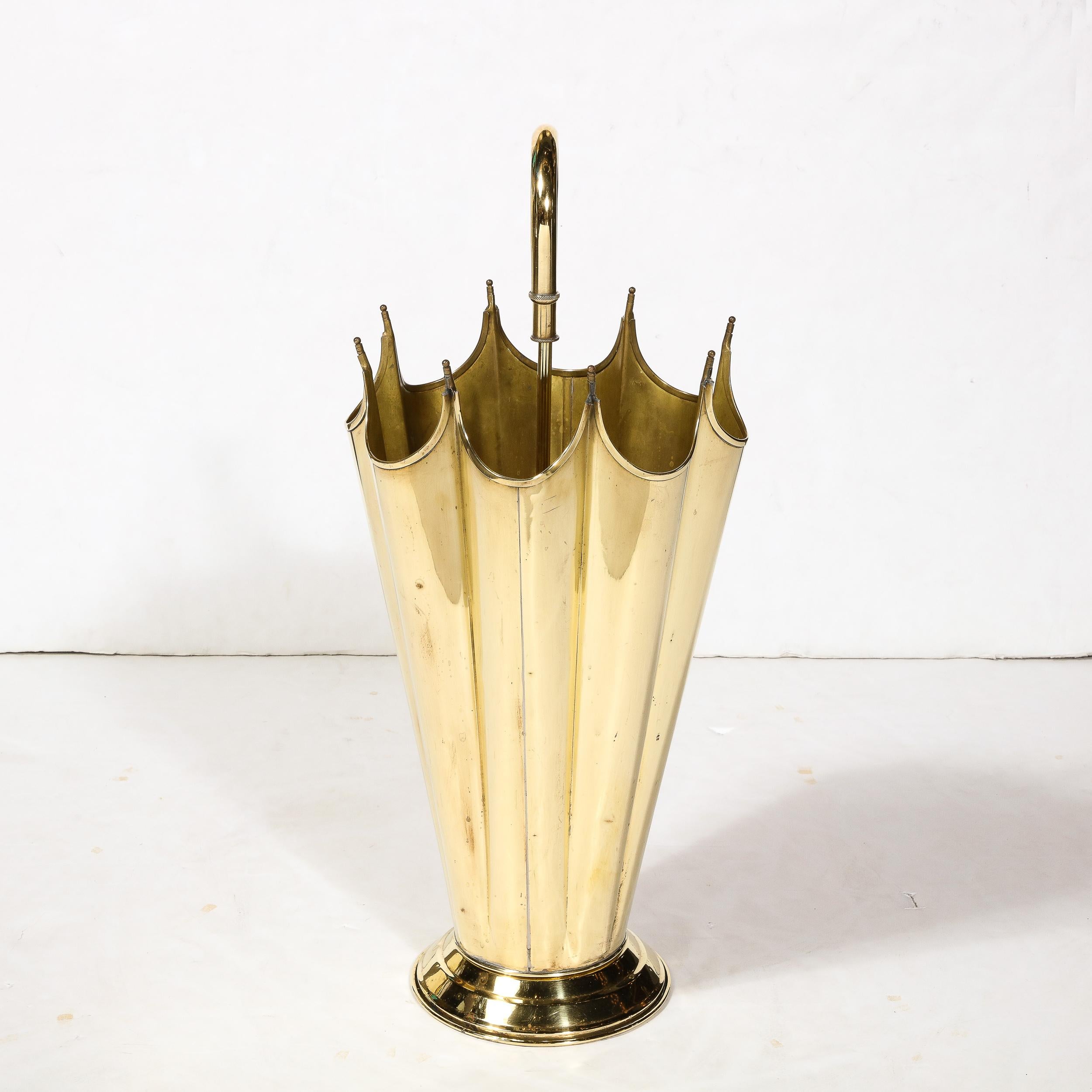 Mid-Century Modernist Umbrella Stand in Sculptural Polished Brass 1