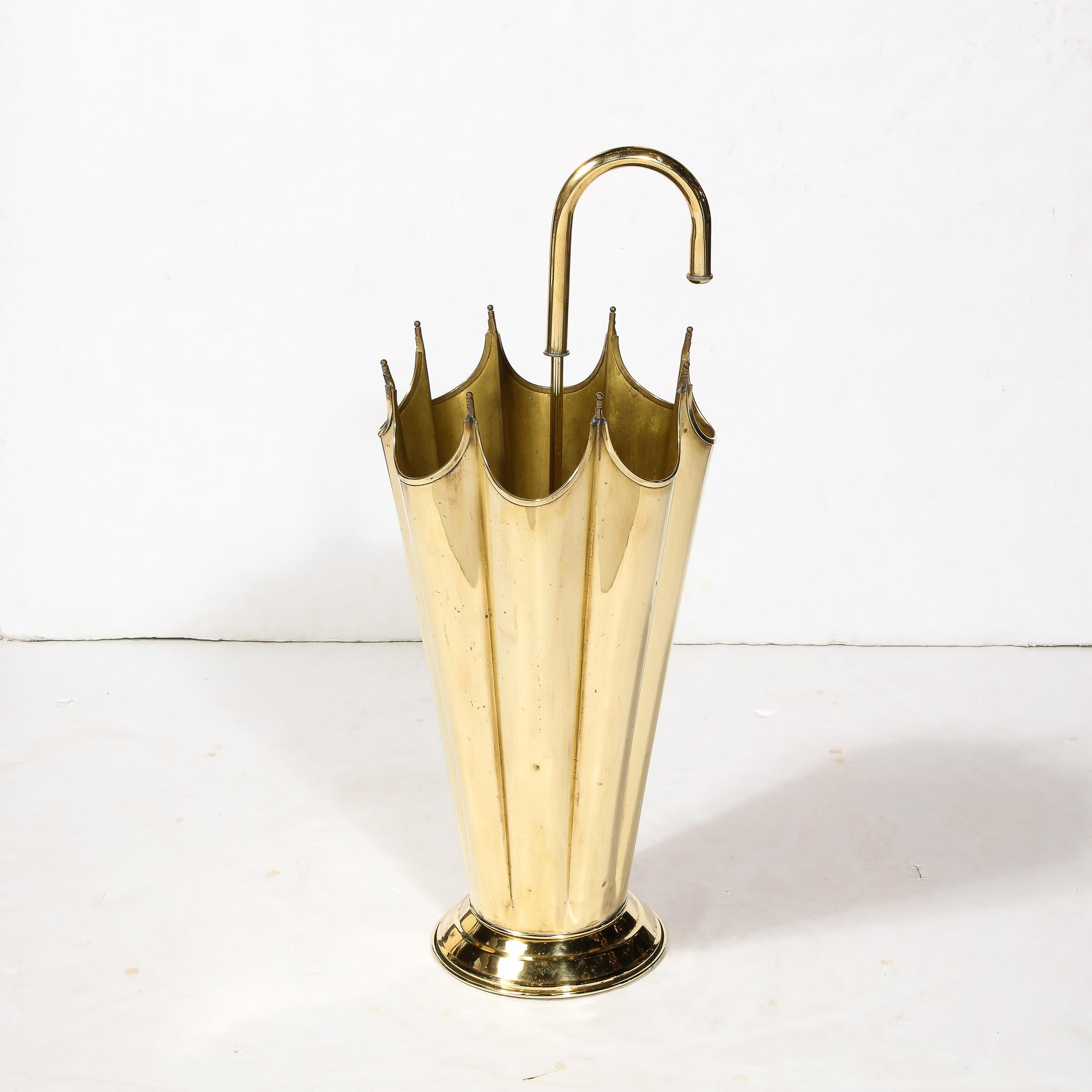 Mid-Century Modernist Umbrella Stand in Sculptural Polished Brass 2