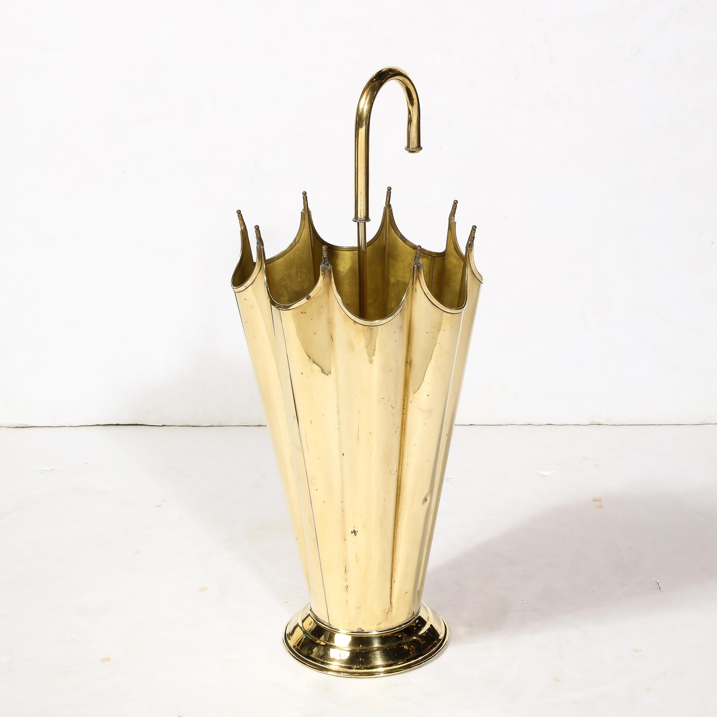 Mid-Century Modernist Umbrella Stand in Sculptural Polished Brass 3
