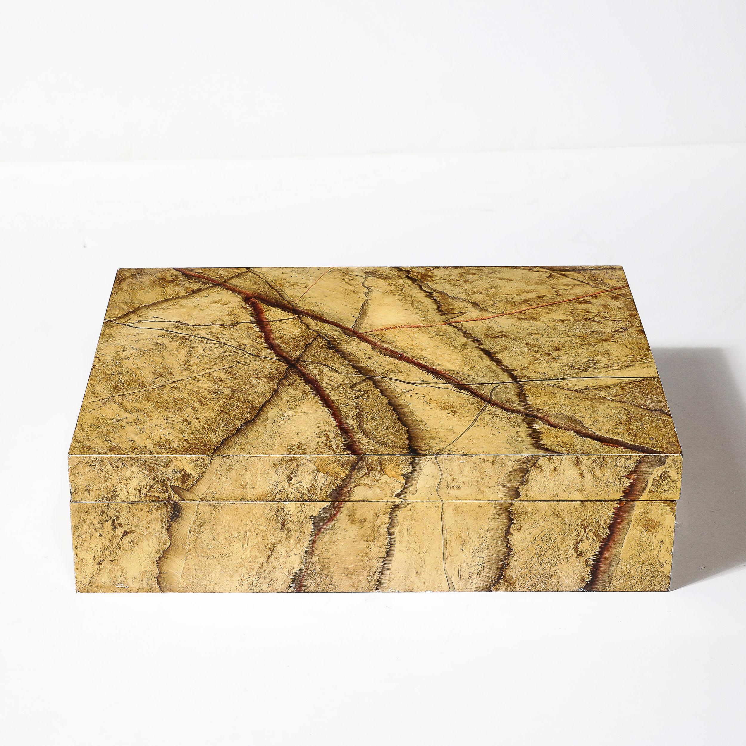 Mid-Century Modernist Vellum Hued Textural Box Signed 
