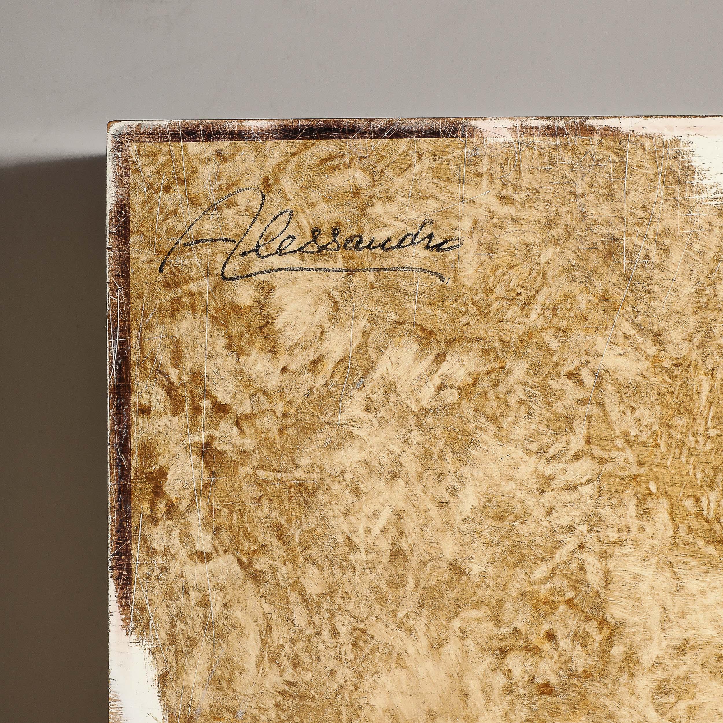 Mid-Century Modernist Vellum Hued Textural Box Signed 