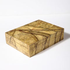Mid-Century Modernist Vellum Hued Textural Box Signed "Allessandro"