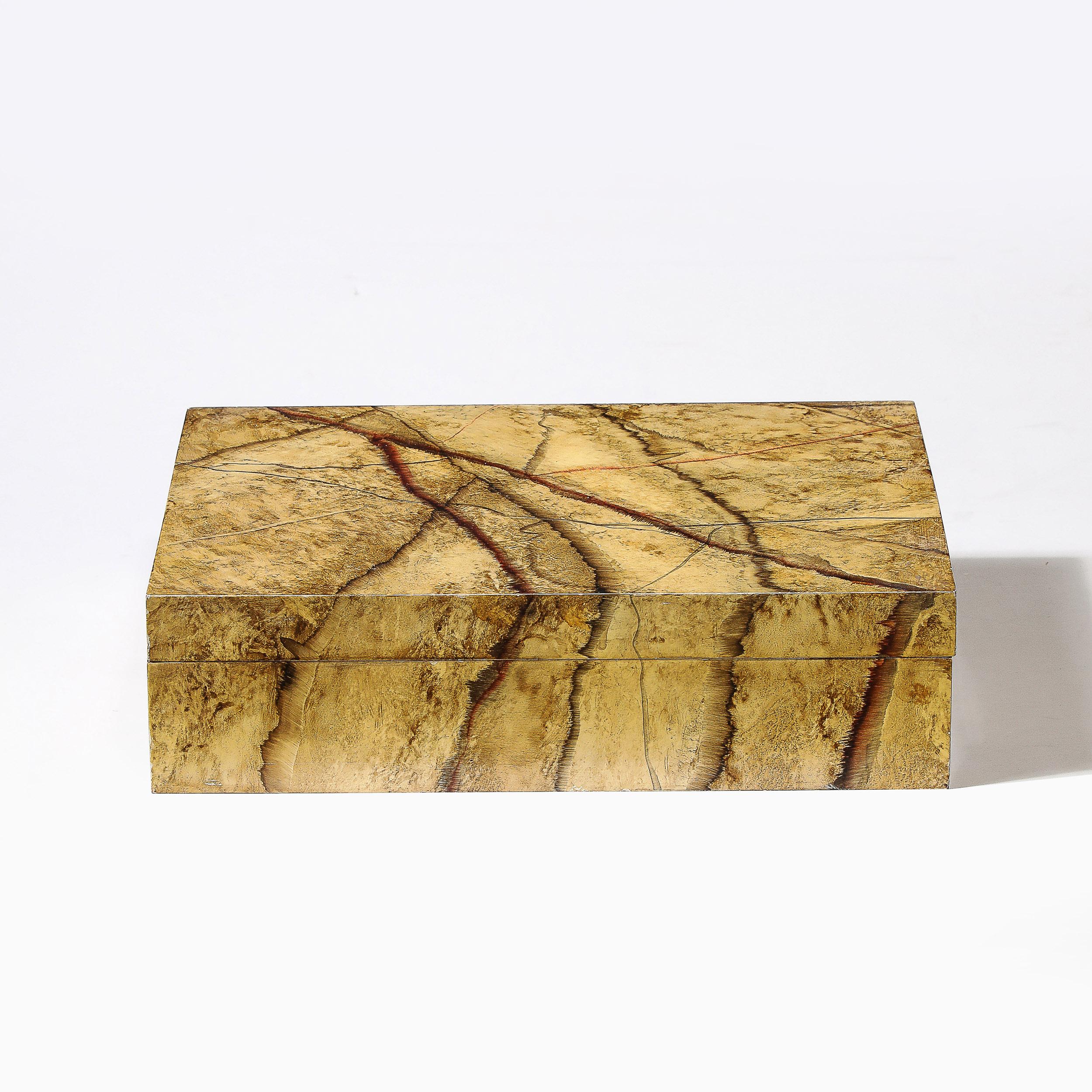 Italian Mid-Century Modernist Vellum Hued Textural Box Signed 