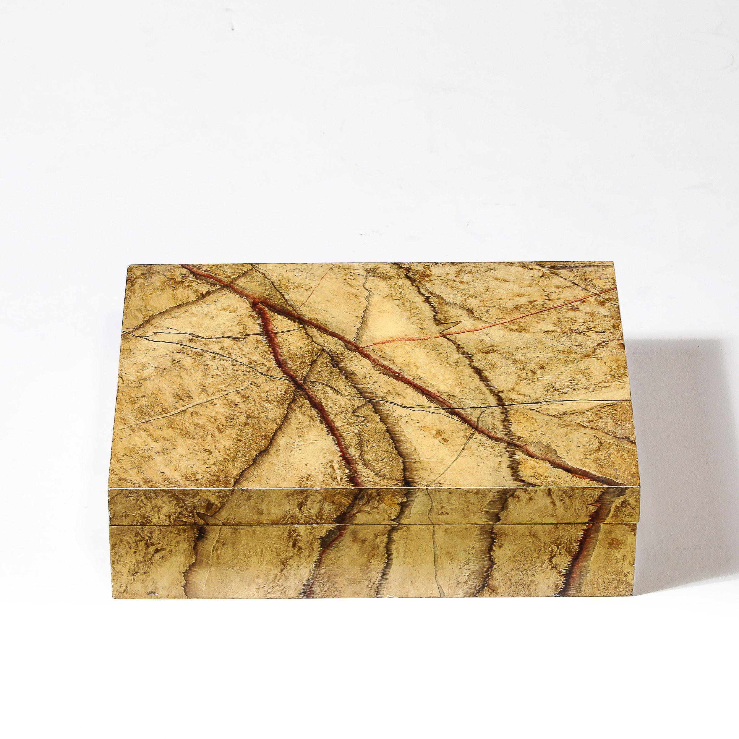Mid-Century Modernist Vellum Hued Textural Box Signed 