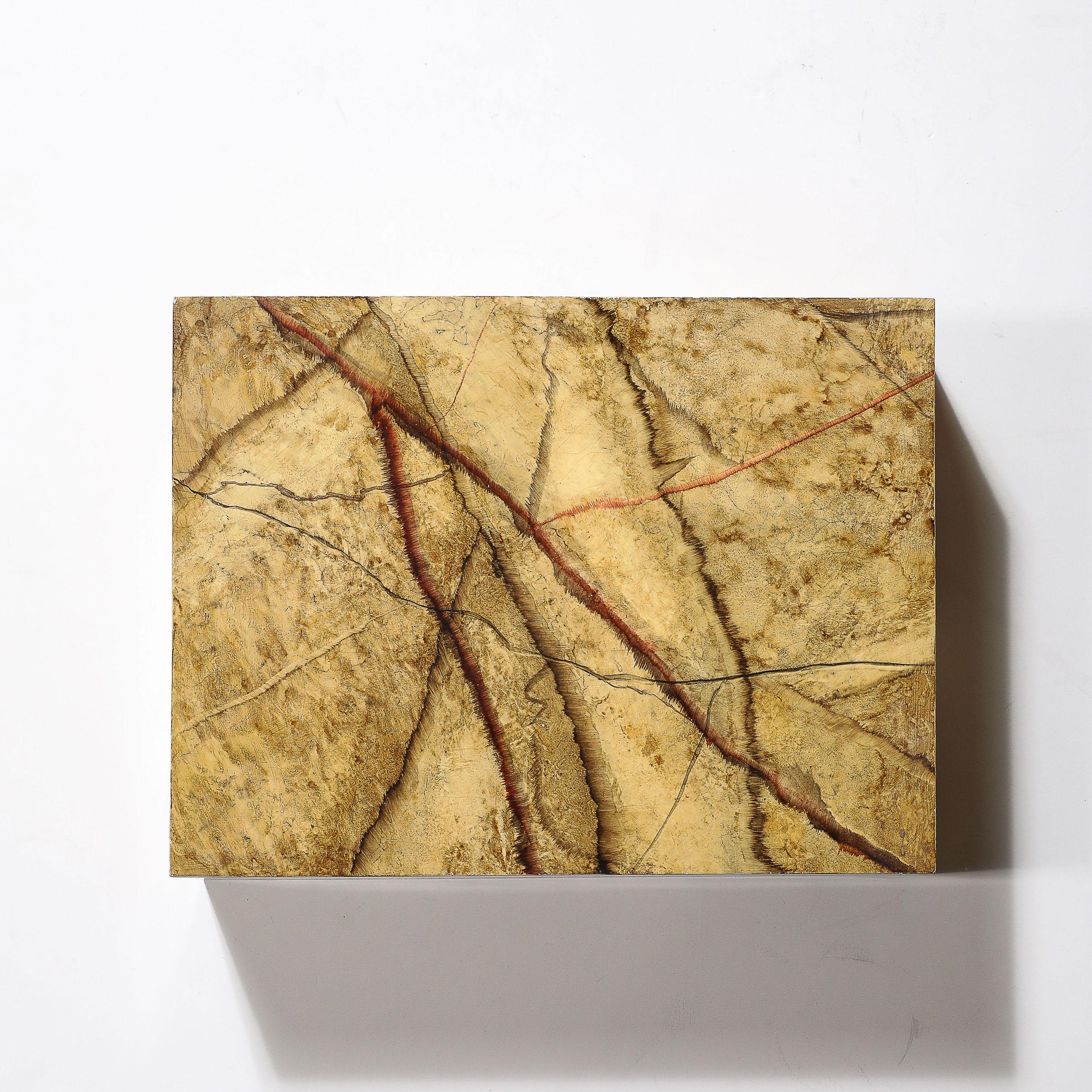 Late 20th Century Mid-Century Modernist Vellum Hued Textural Box Signed 