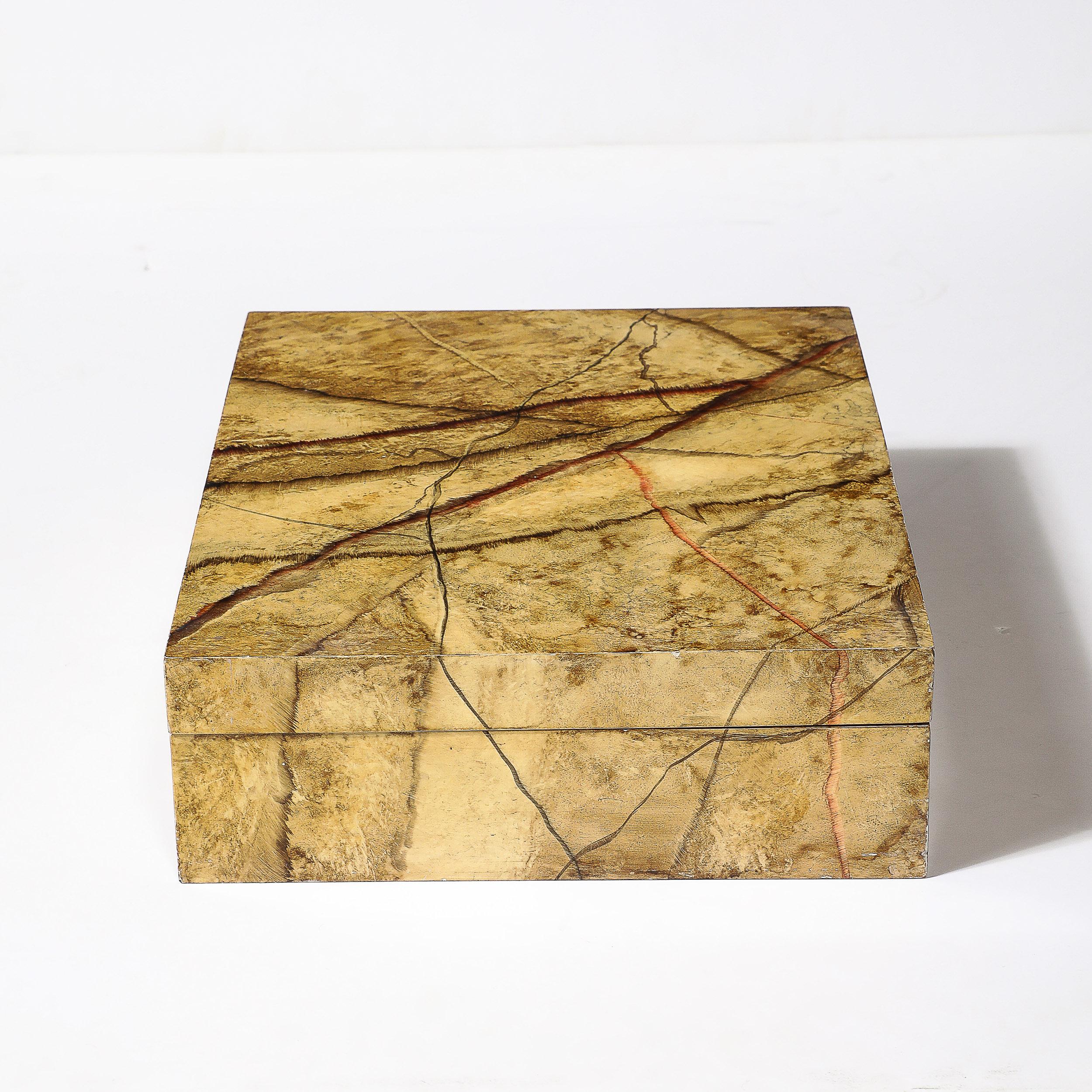 Mid-Century Modernist Vellum Hued Textural Box Signed 