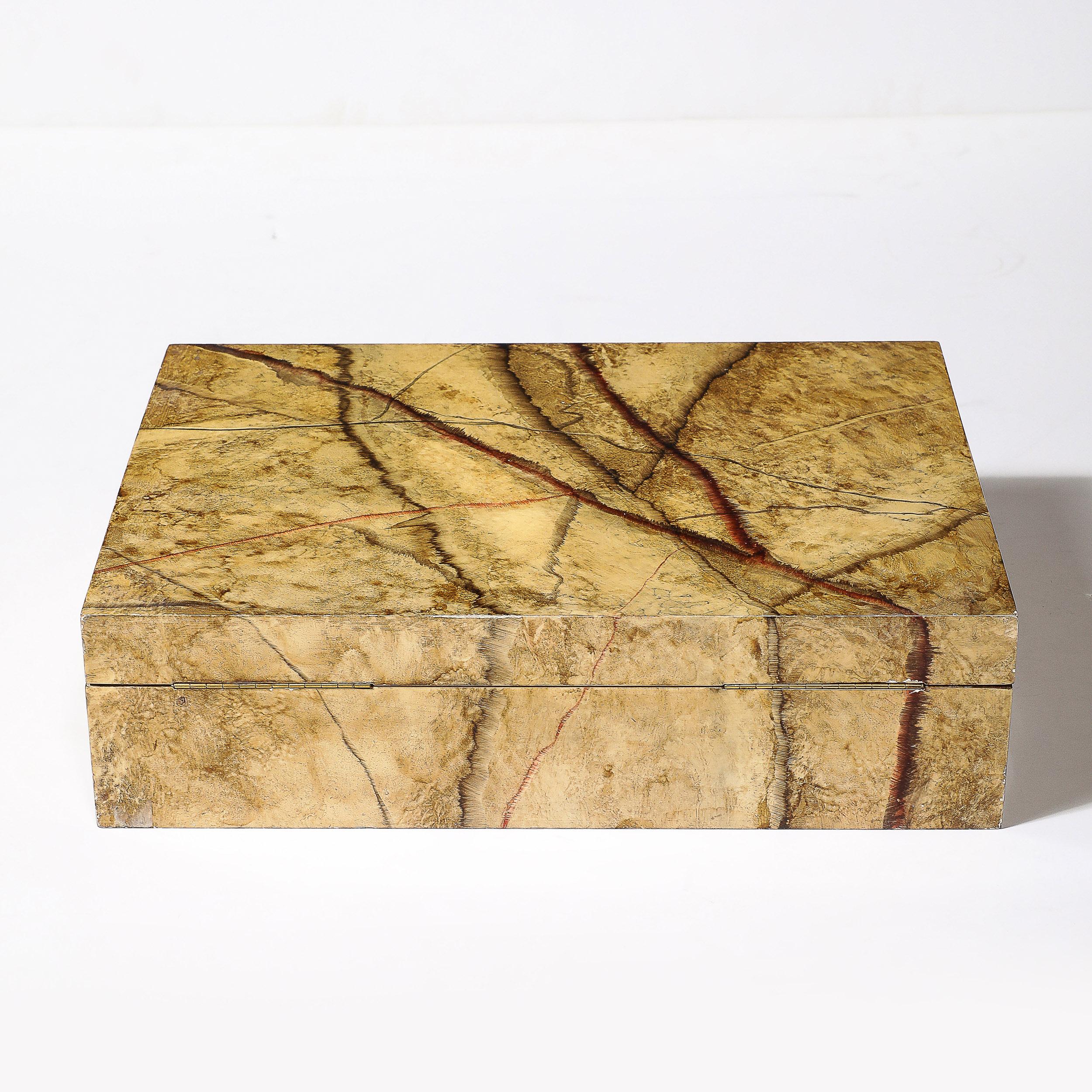 Mid-Century Modernist Vellum Hued Textural Box Signed 