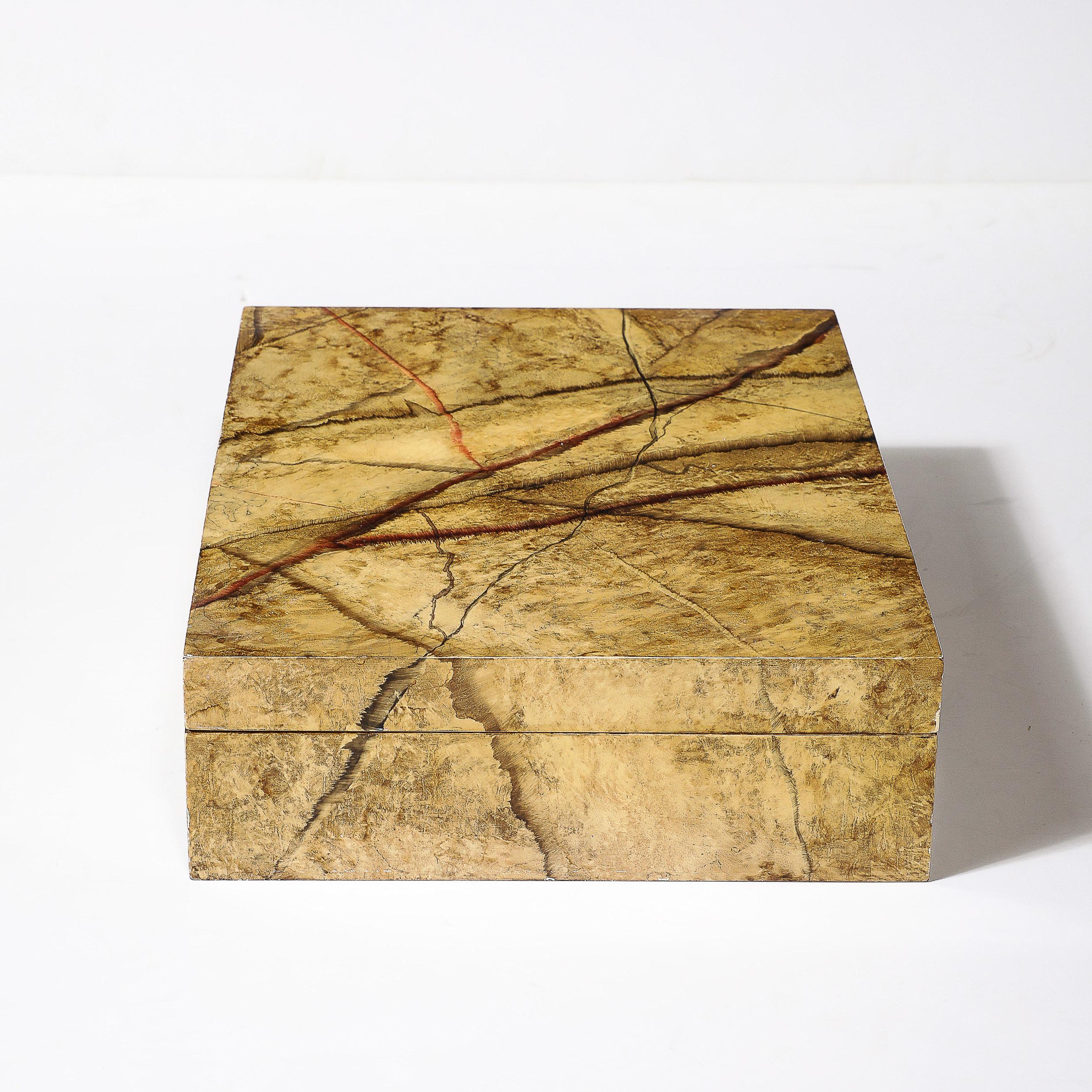 Mid-Century Modernist Vellum Hued Textural Box Signed 