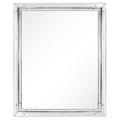 Mid-Century Modernist Venetian Glass Mirror W/Raised Scalloped Border & Beveled