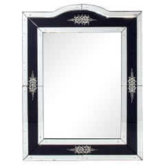Vintage Mid-Century Modernist Venetian Style Mirror with Reverse Etched Detailing 