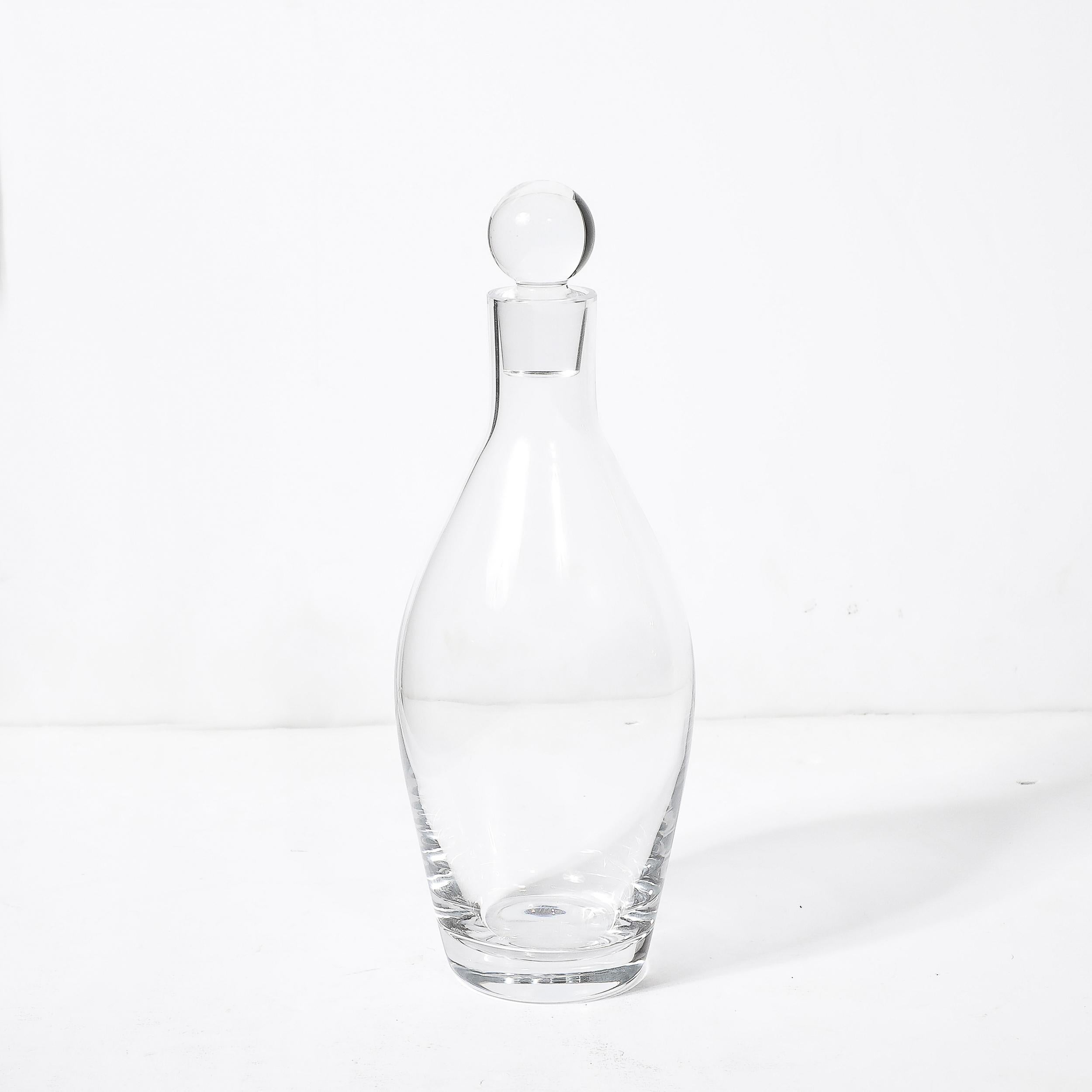 Modernistischer Villeroy & Boch-Kristall-Dekanter mit kugelförmigem Stopper aus der Mitte des Jahrhunderts (Moderne der Mitte des Jahrhunderts) im Angebot