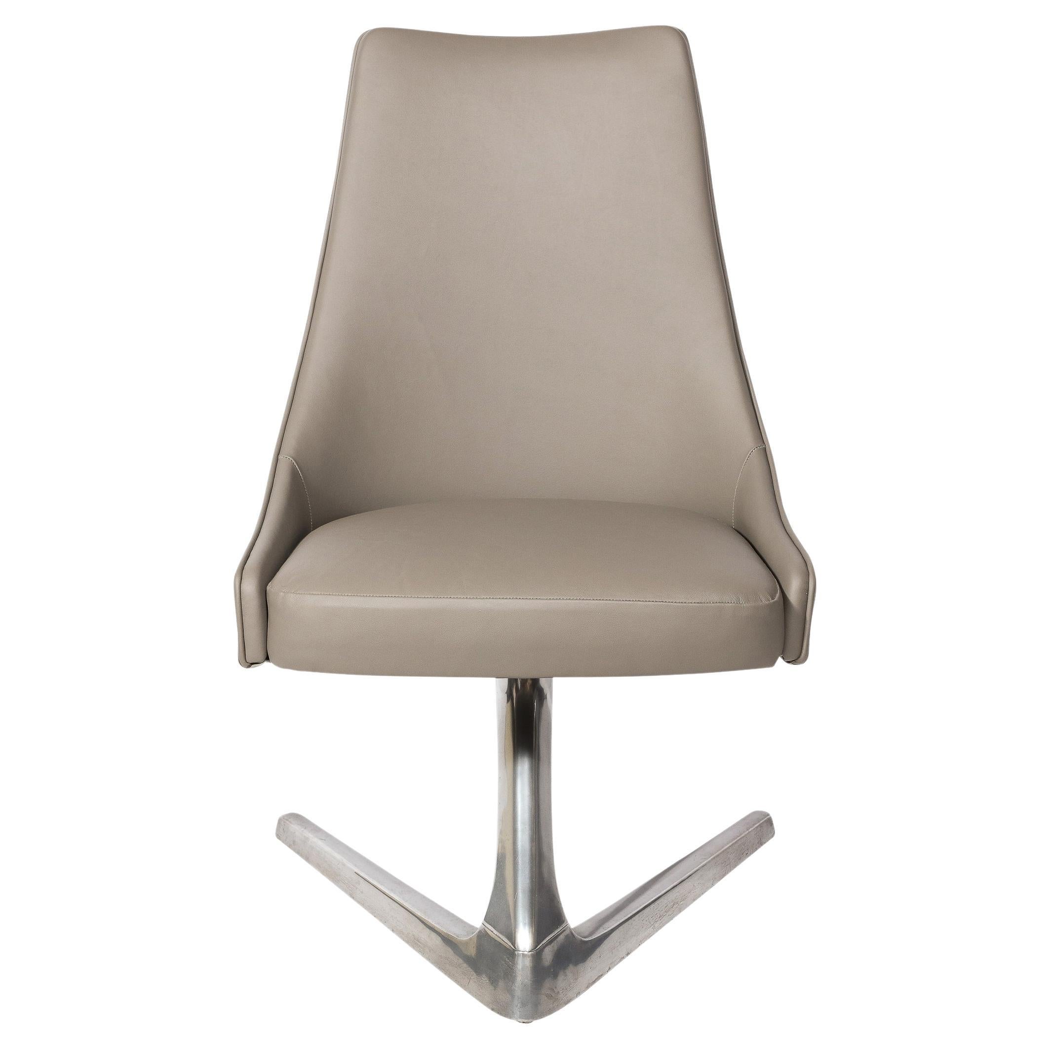 Mid-Century Modernist Chromecraft Sculpta Unicorn Swivel Chair For Sale