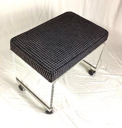 Mid-Century Modernist Waterfall Lucite Stool with Chrome trim and Wheels