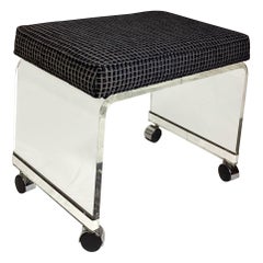 Mid-Century Modernist Waterfall Lucite Stool with Chrome trim and Wheels