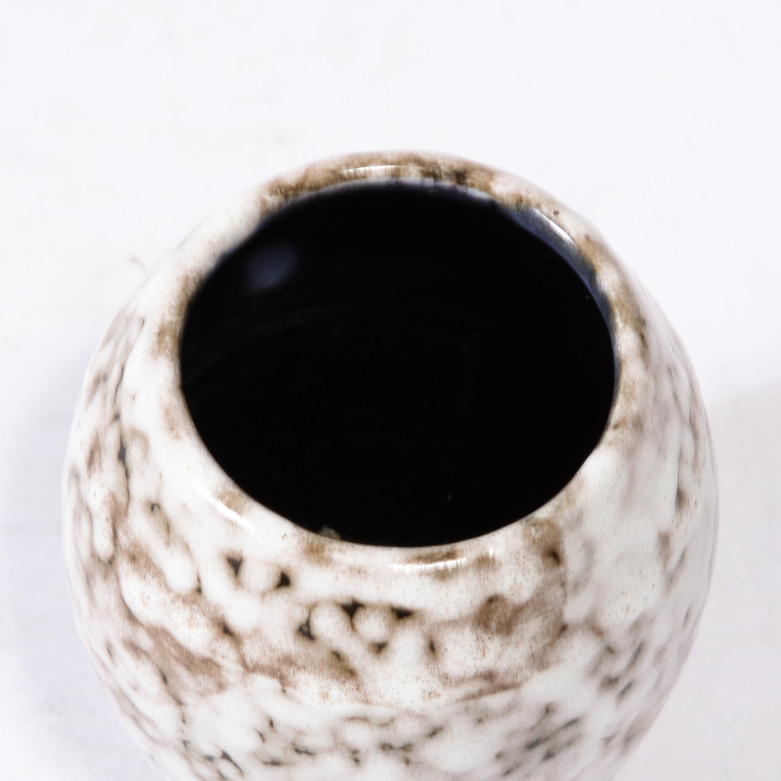 Mid-Century Modernist White and Earth Toned Ceramic Vase For Sale 4