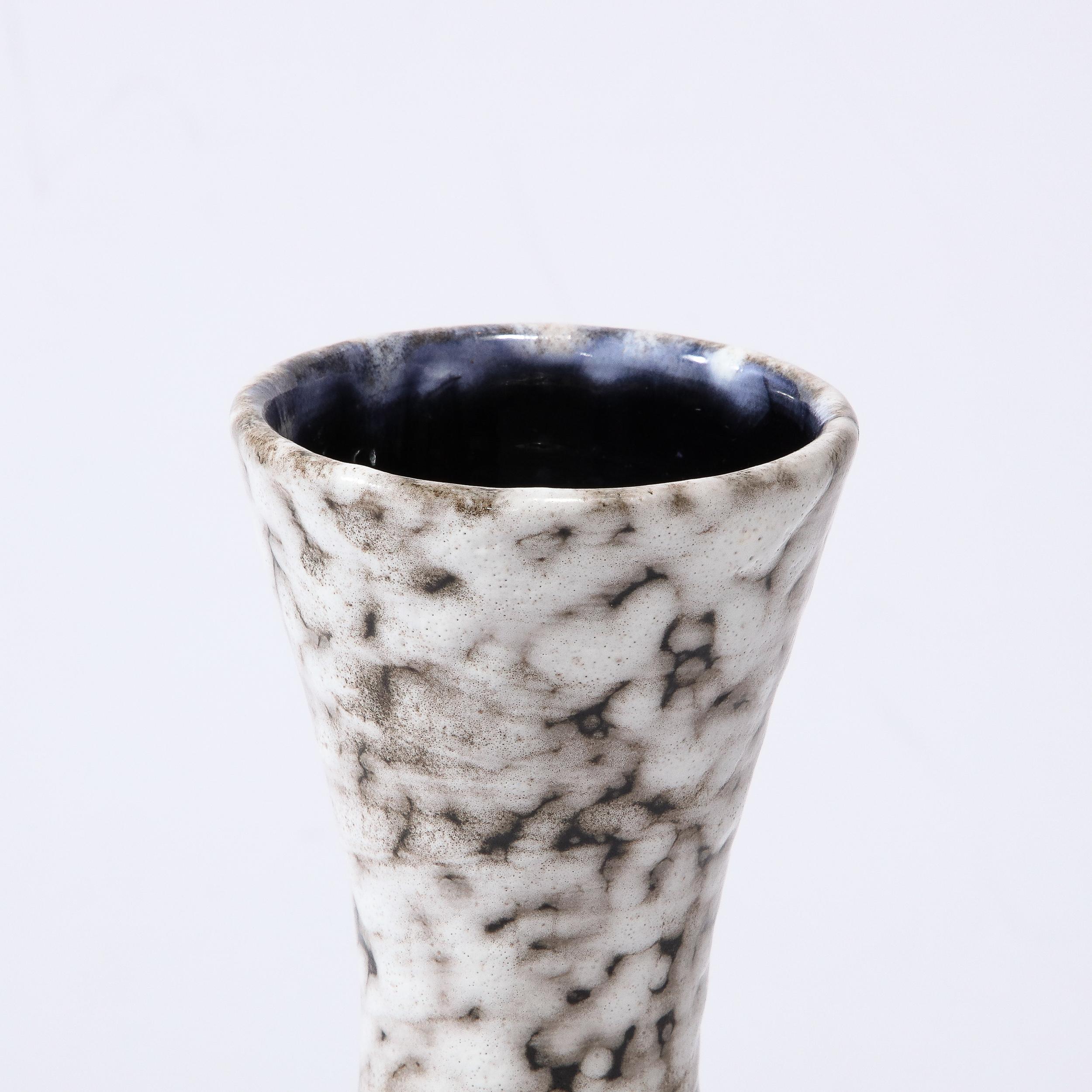 Mid-Century Modernist White and Earth Toned Ceramic Vase For Sale 7