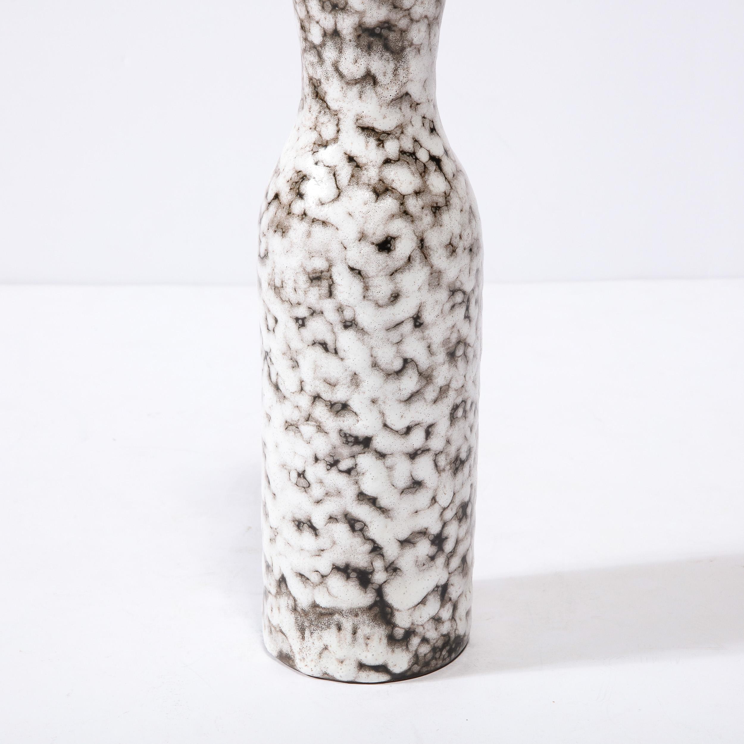 Mid-Century Modernist White and Earth Toned Ceramic Vase For Sale 7