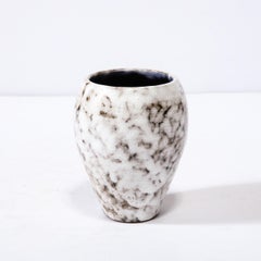 Mid-Century Modernist White and Earth Toned Ceramic Vase