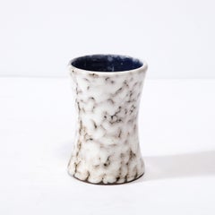 Mid-Century Modernist White and Earth Toned Ceramic Vase