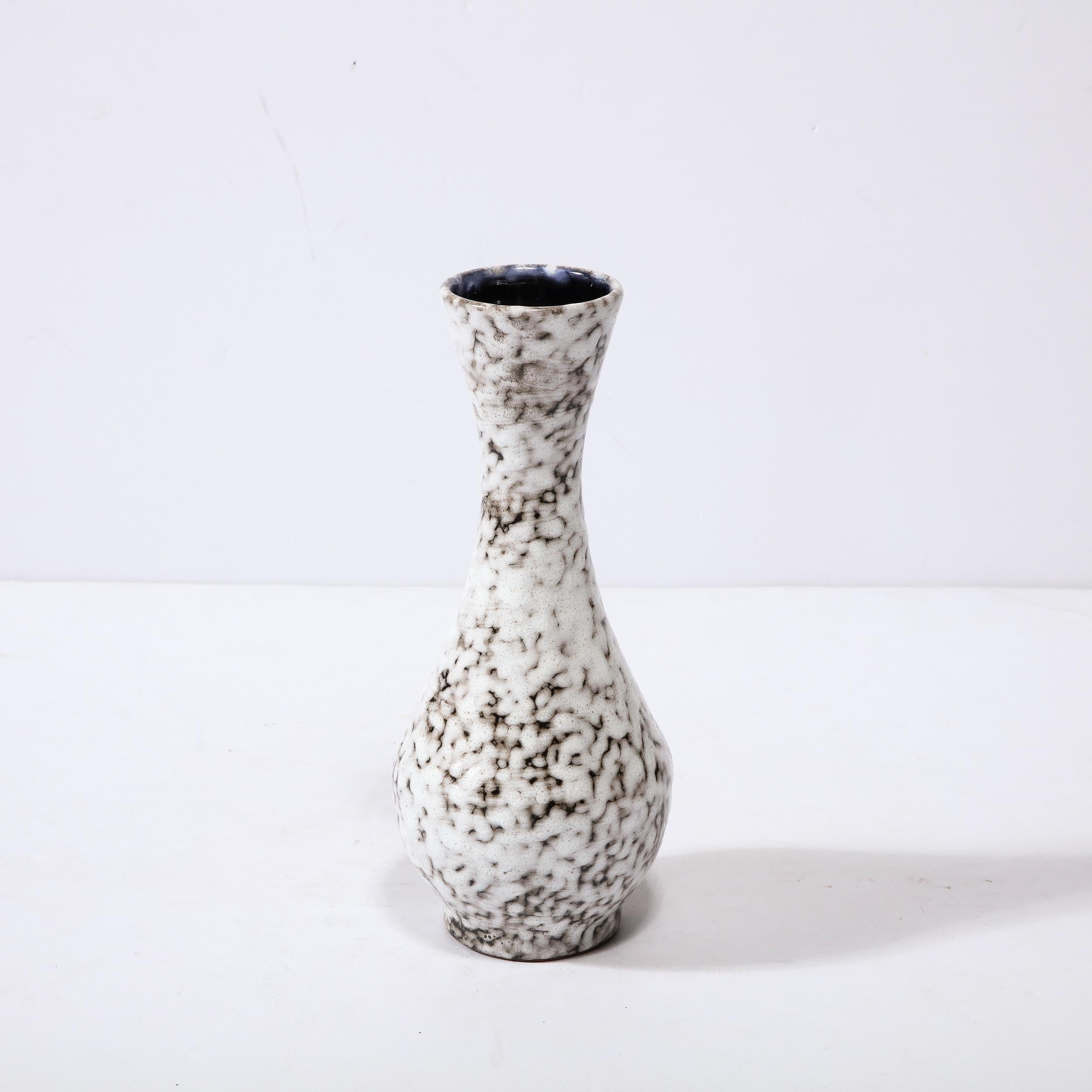 Hungarian Mid-Century Modernist White and Earth Toned Ceramic Vase For Sale