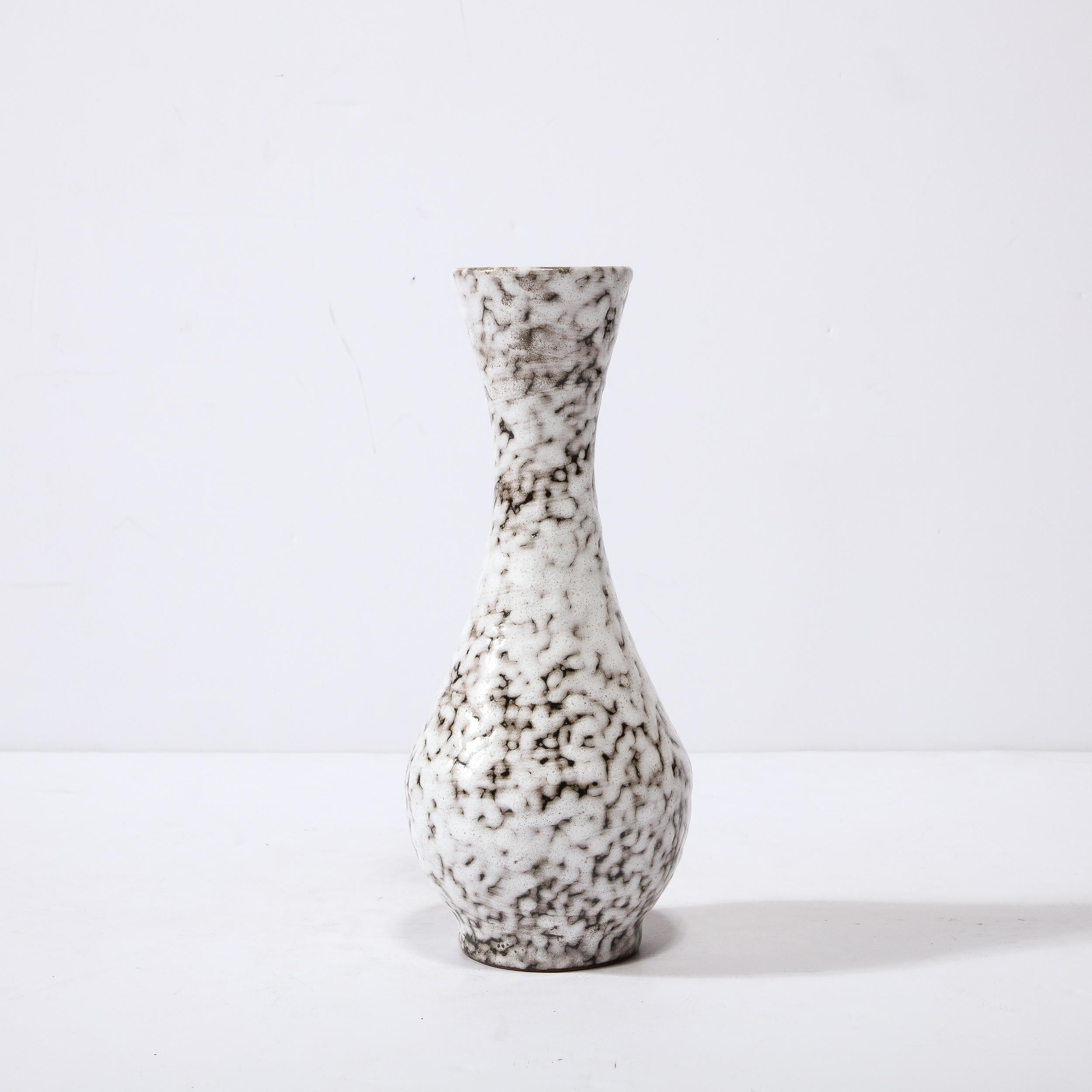 Glazed Mid-Century Modernist White and Earth Toned Ceramic Vase For Sale